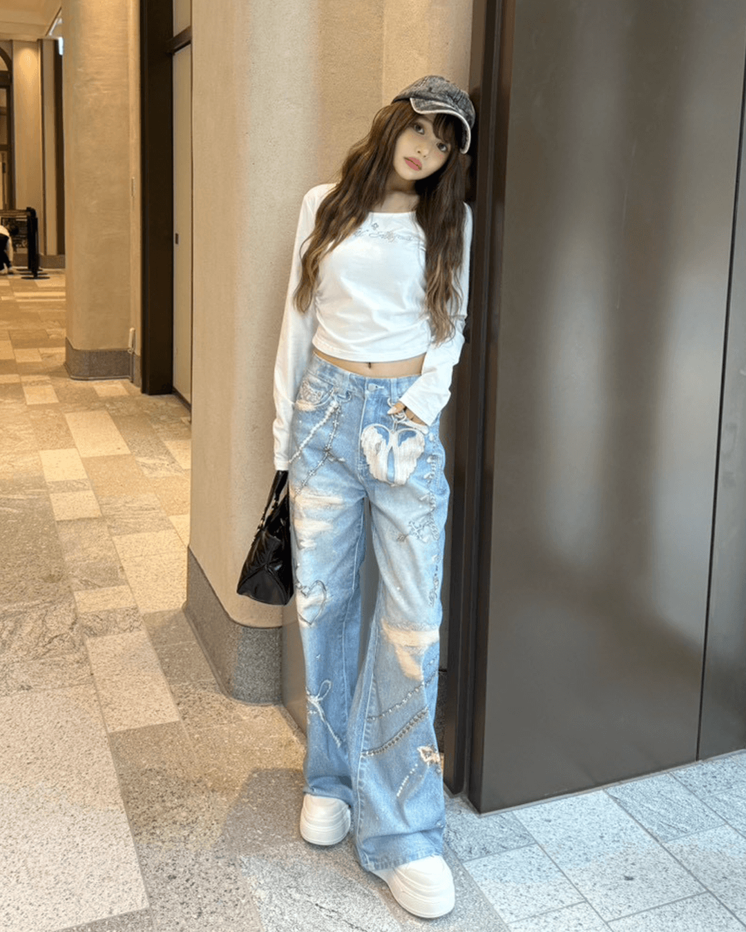 プリントワイドデニム ライトブルー | ファッション通販＆メディア