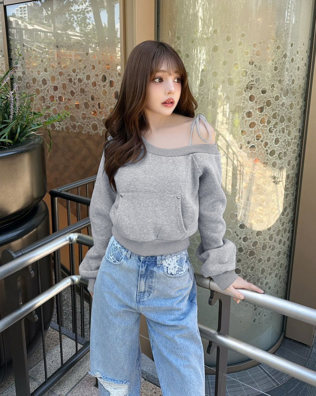 solni デニム レースワイドデニムパンツ ライトブルー | ファッション通販＆メディア