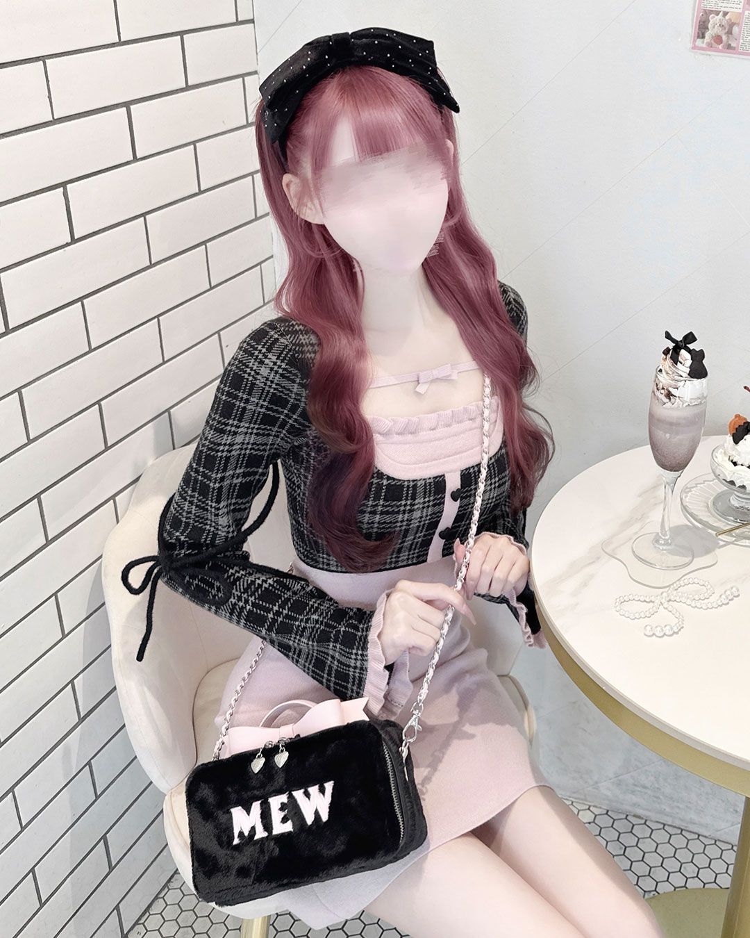 チェックリボンドッキングワンピース ピンク | ファッション通販