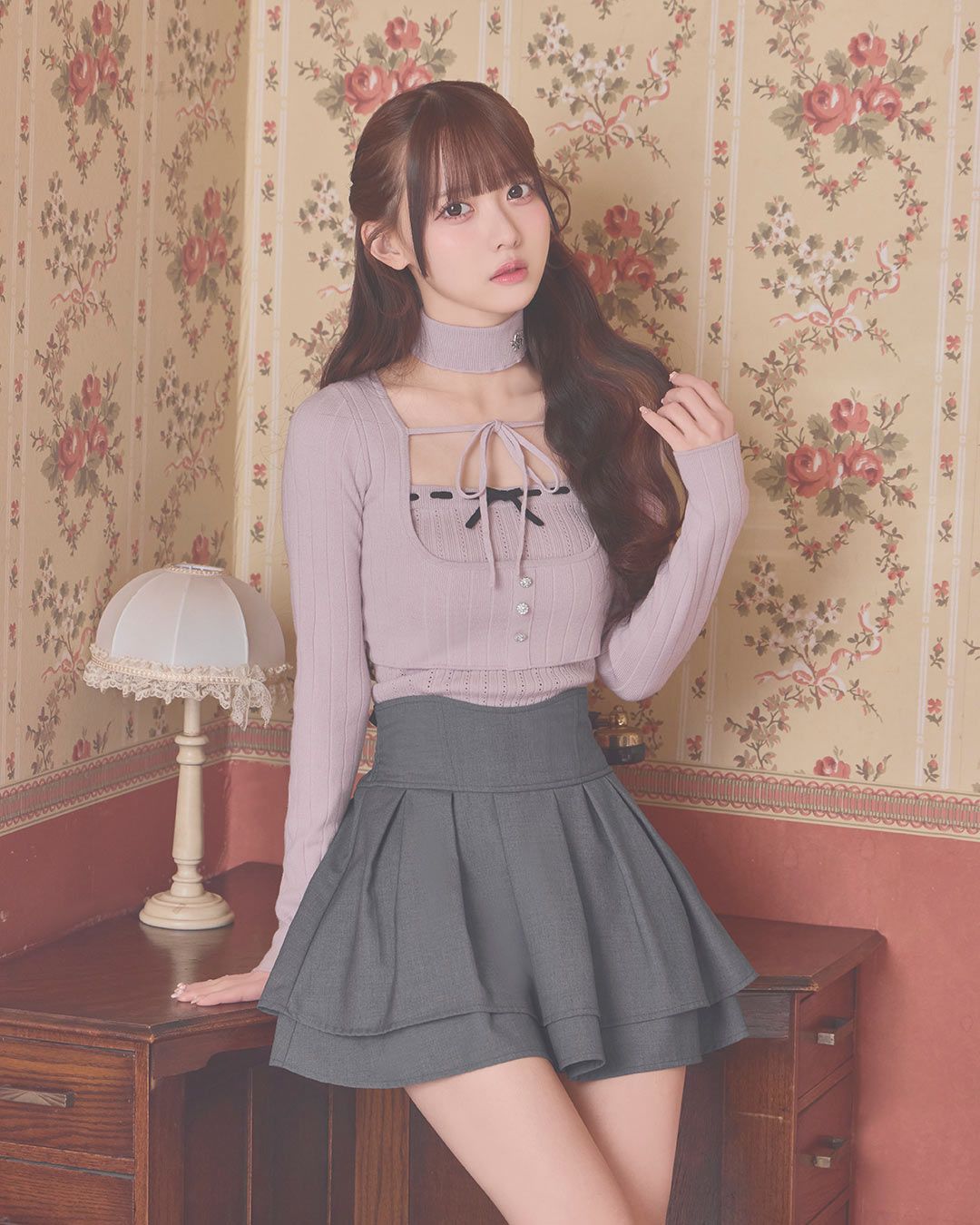 michellMacaron 美脚スカート グレー Sサイズ 美脚ツイルスカート グレー | ファッション通販＆メディアMyColor