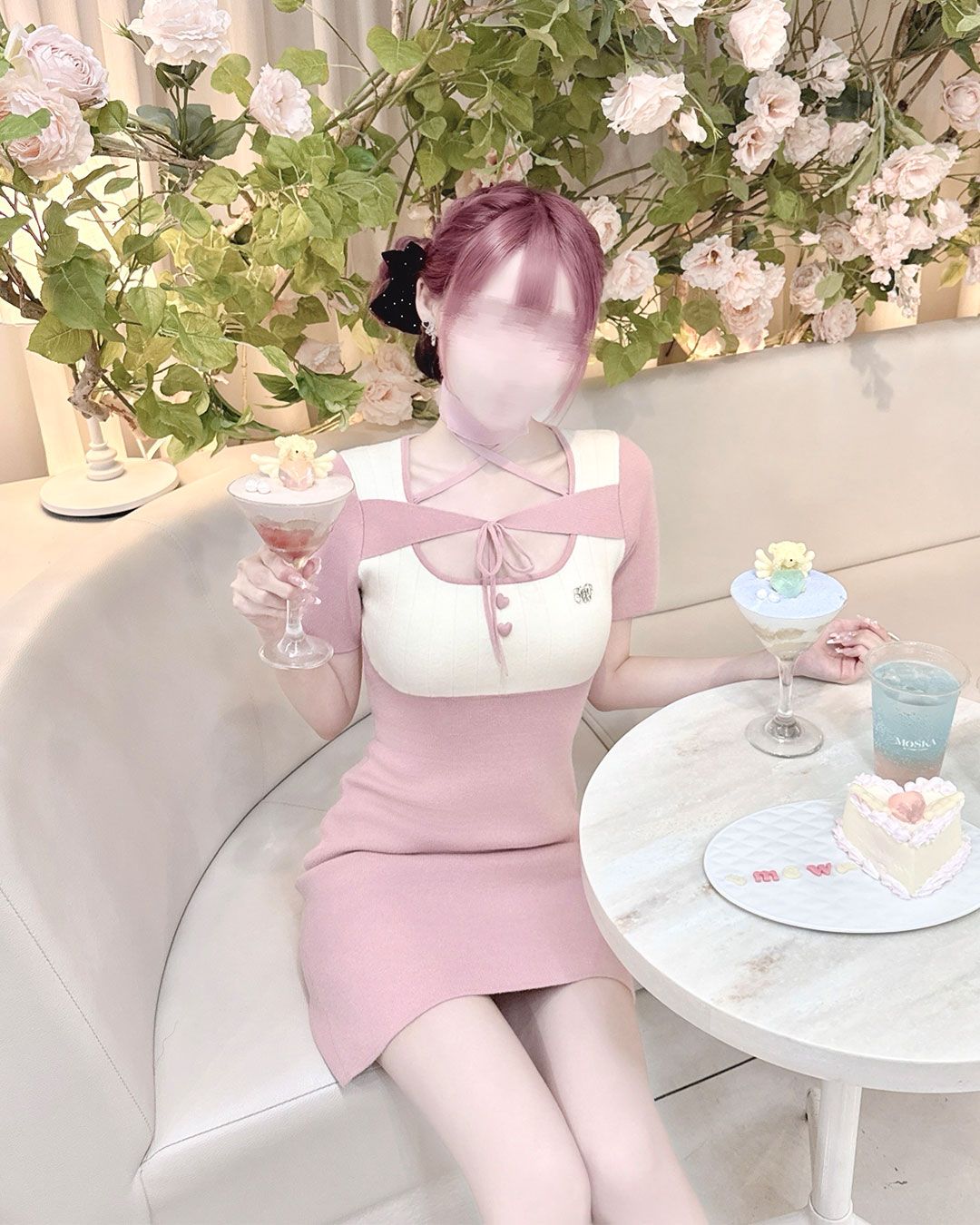Honey MEW チョーカー付きバックリボンワンピース ピンク チョーカー付きバックリボンワンピース ピンク | ファッション通販