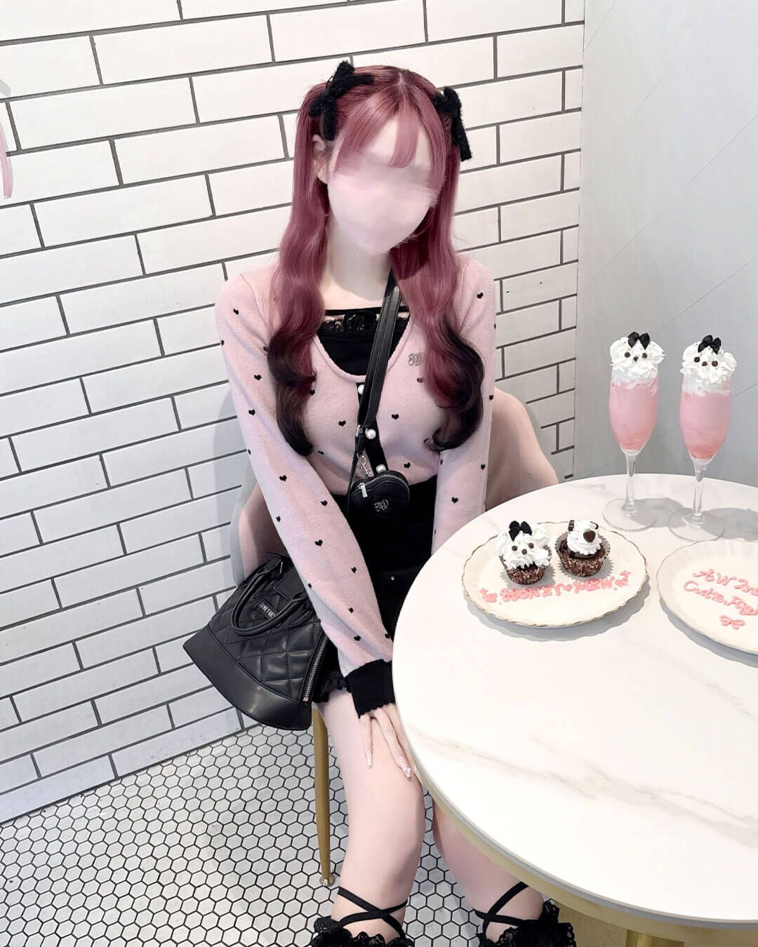 HONEY MEW ハニーミュウ Luv ドッキングカーデト ブラック Luv ドッキングカーデトップス ピンク | ファッション通販＆メディア