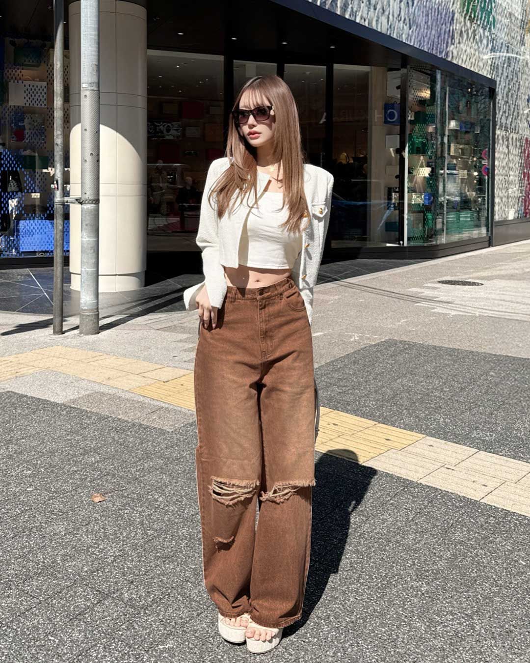 カラークラッシュデニム ブラウン | ファッション通販＆メディア