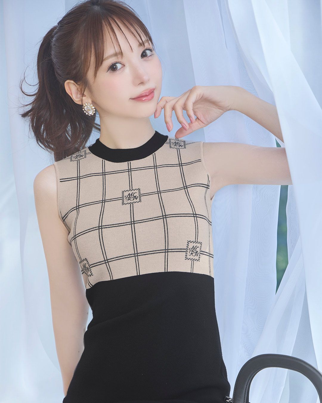 ロゴニットミニワンピース ブラック | ファッション通販