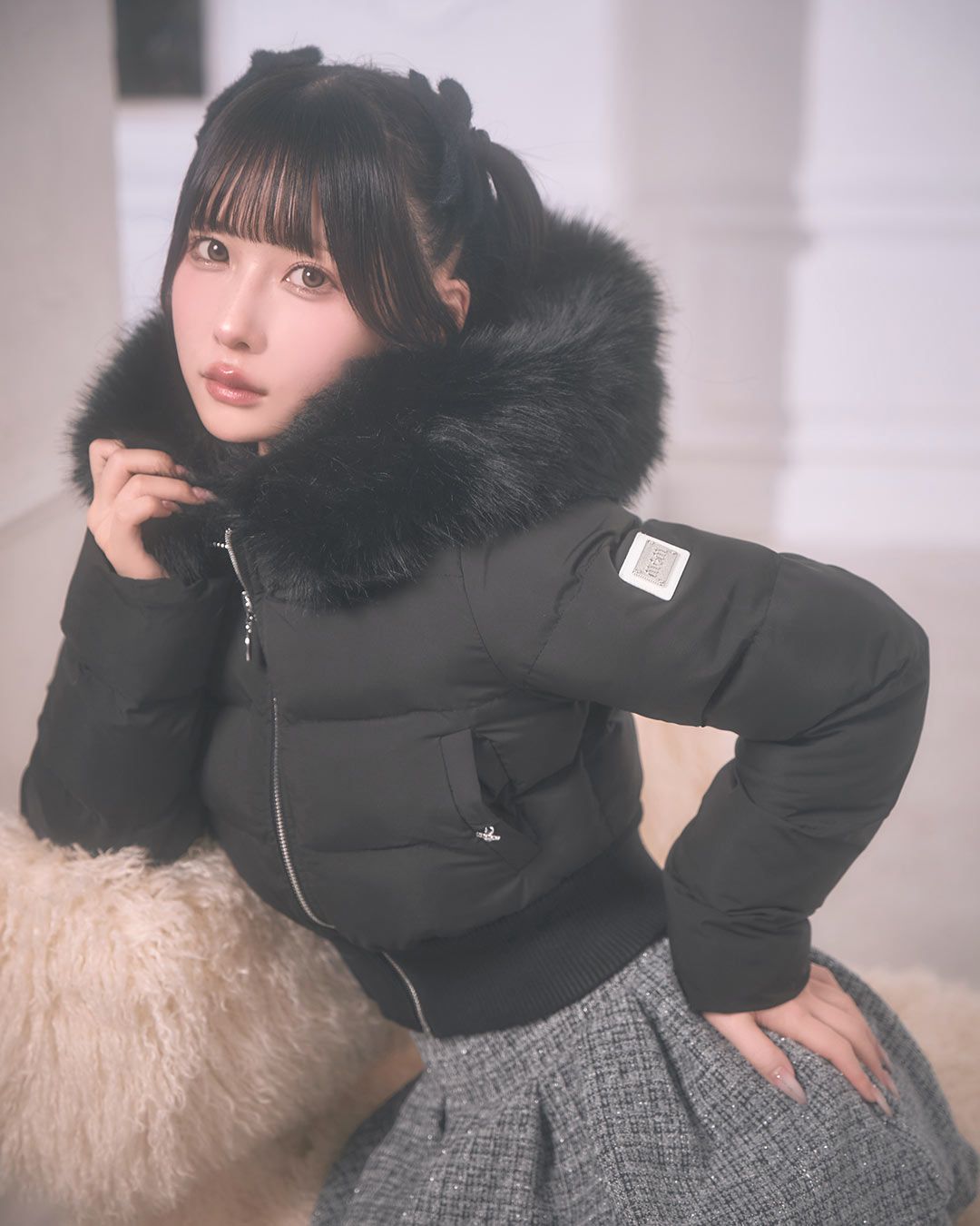 ファーフードショートダウン ホワイト | ファッション通販＆メディア