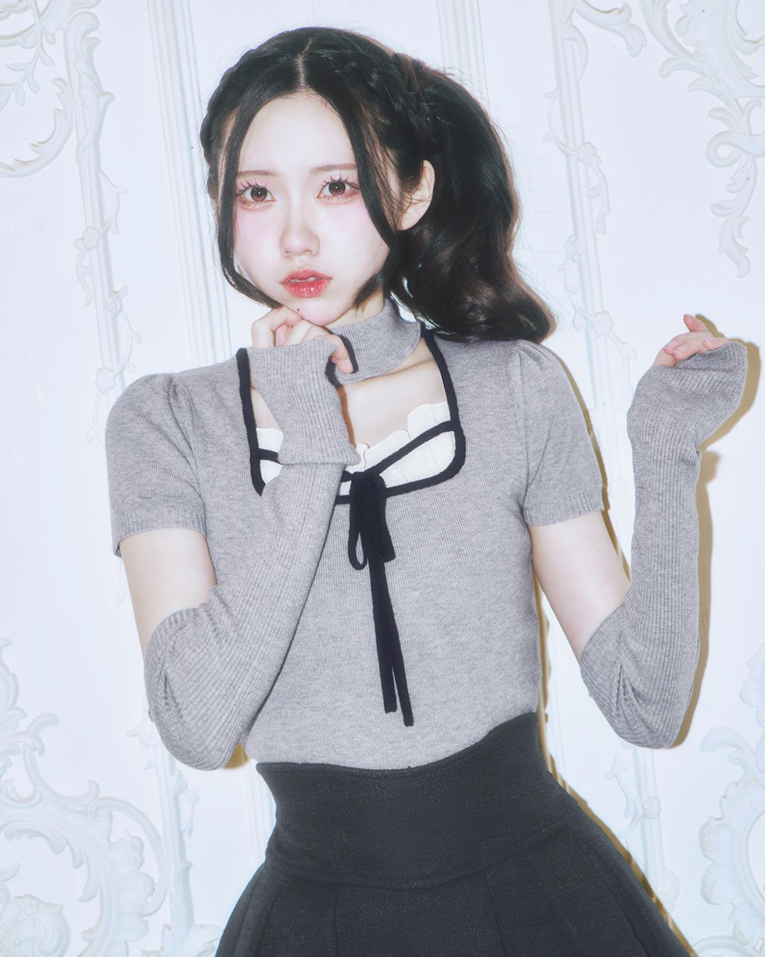 チョーカーニットトップス グレー | ファッション通販＆メディア