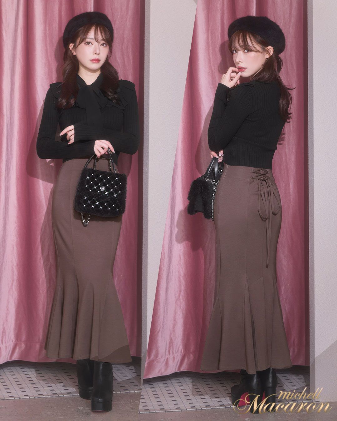 エムズグレイシー セットアップ ジャケット スカート ツイード ピンク  