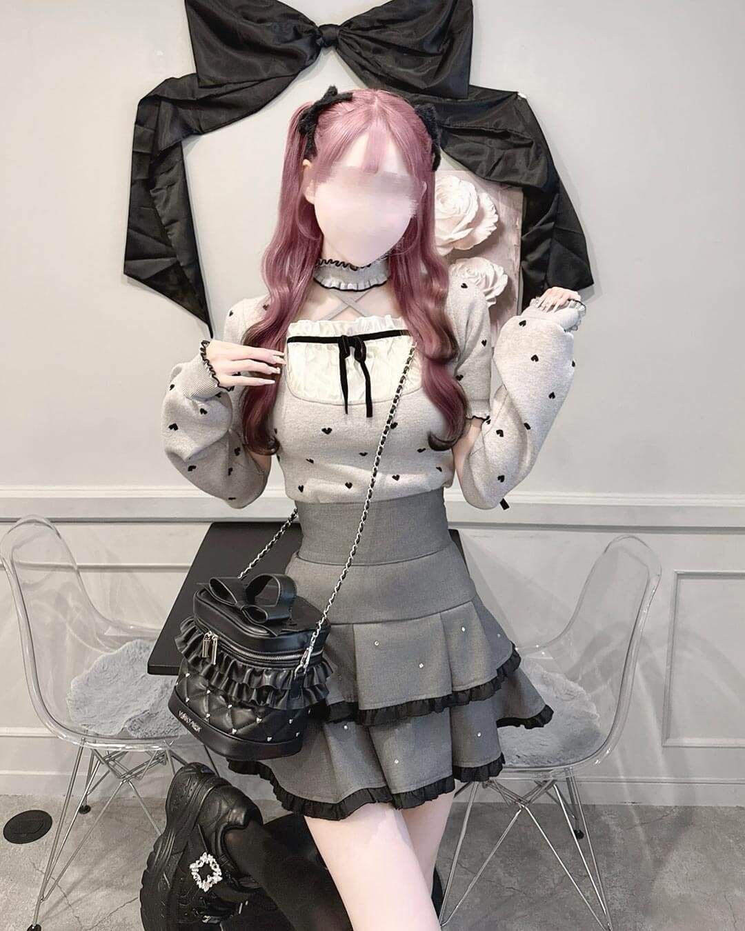 Luv アームカバー付きチョーカートップス ピンク | ファッション通販