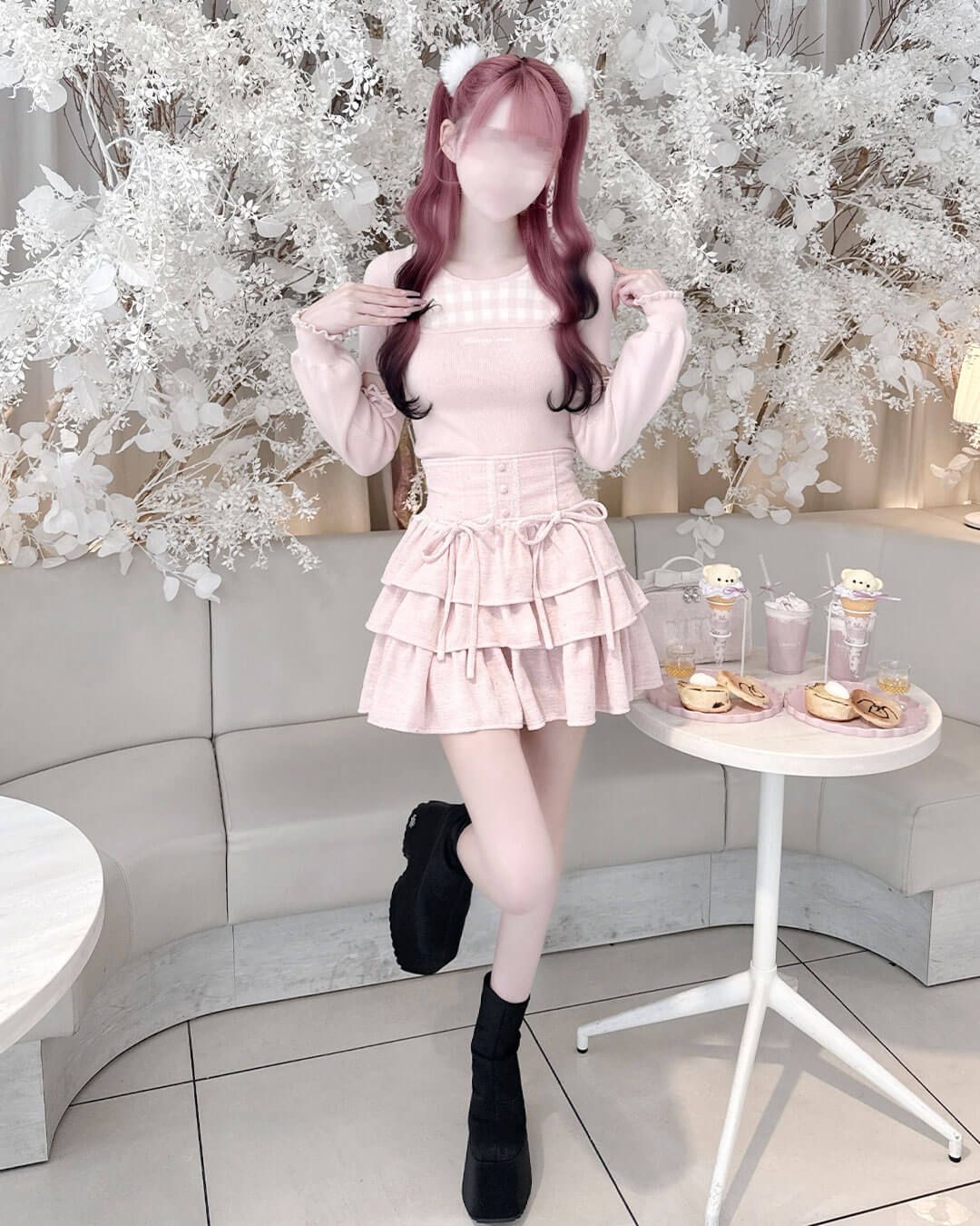 ツイードティアードフリルスカート ピンク | ファッション通販