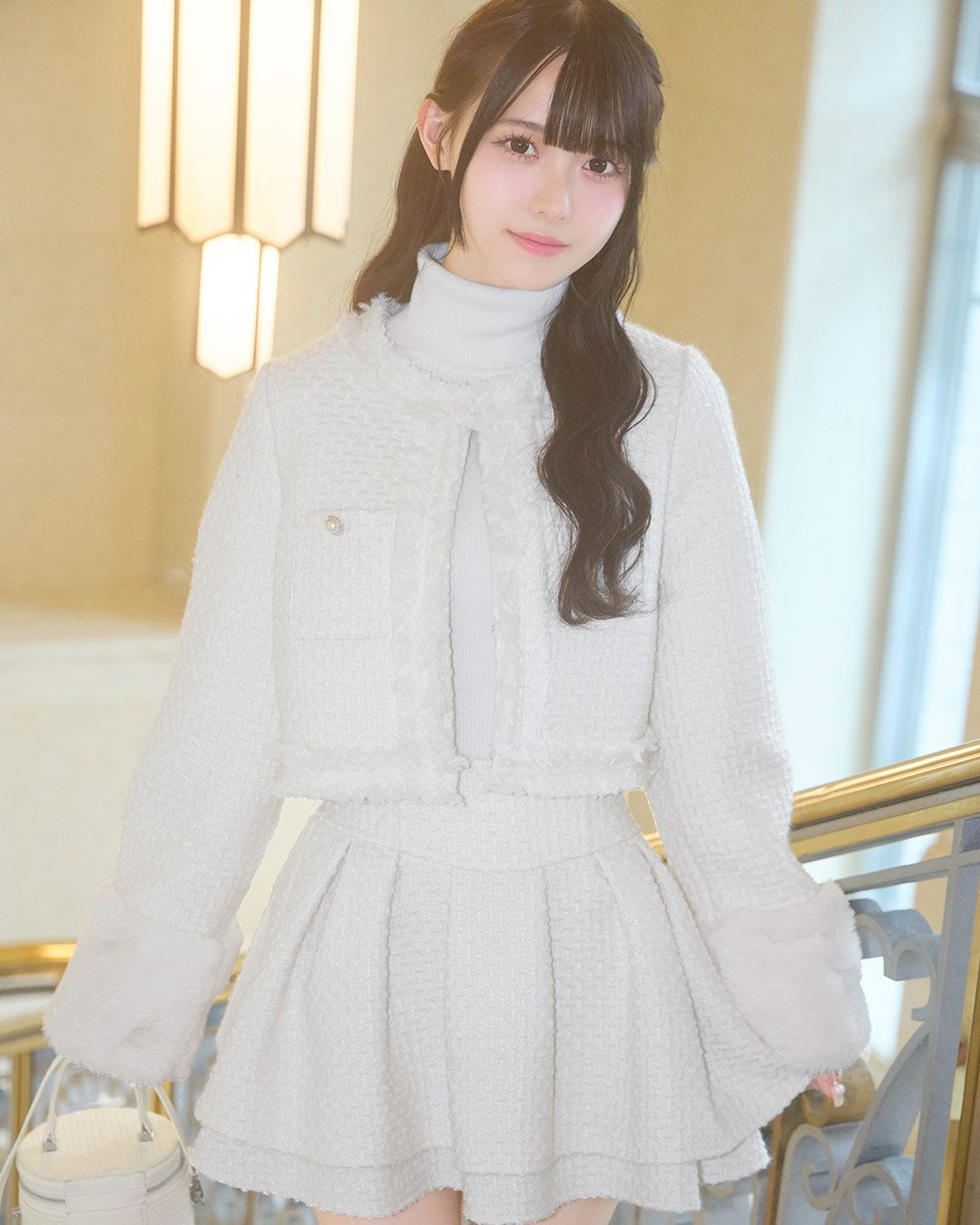 ホワイト美脚ツイードスカート ホワイト | ファッション通販＆メディア