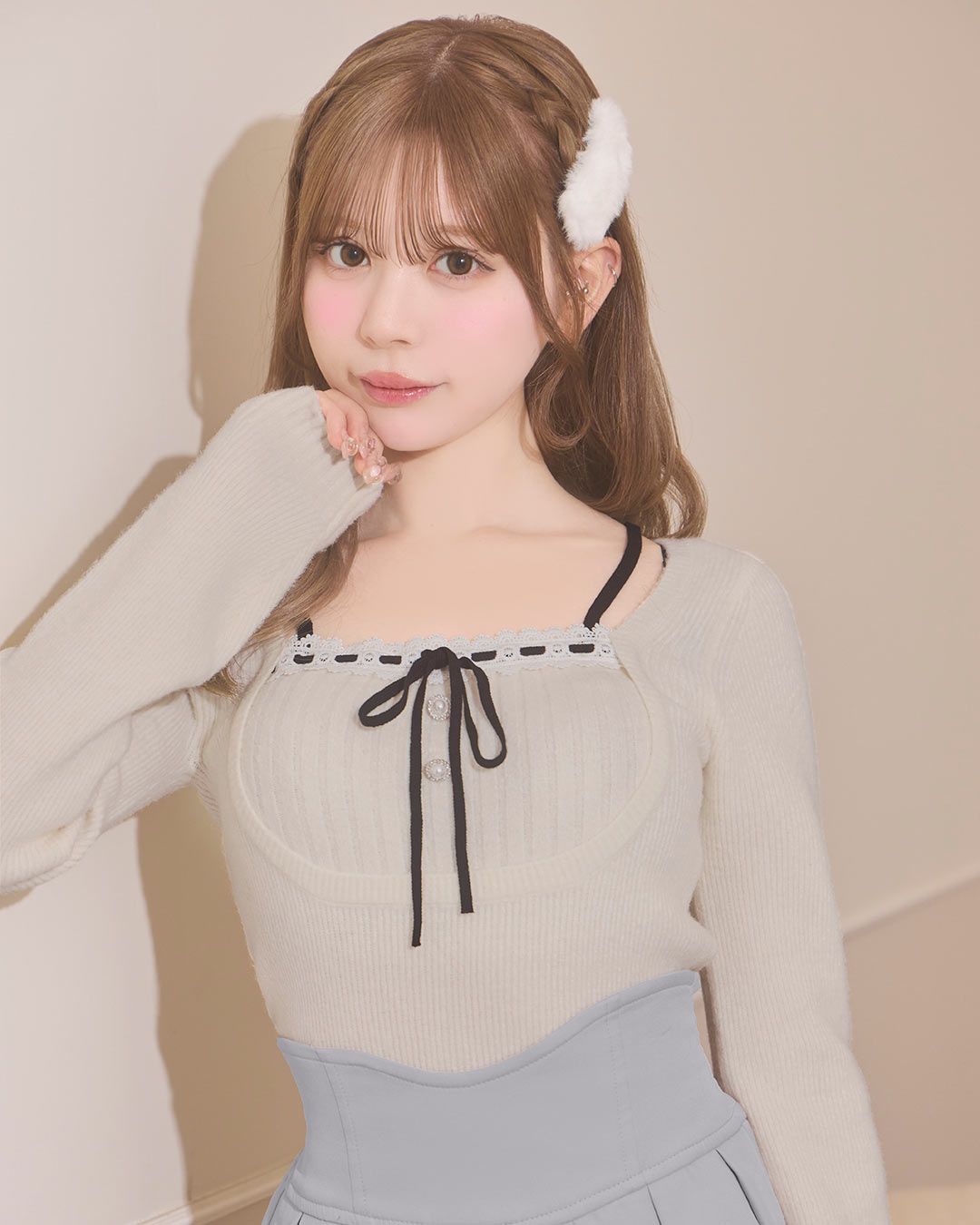 リボンリブニットトップス ホワイト | ファッション通販＆メディア