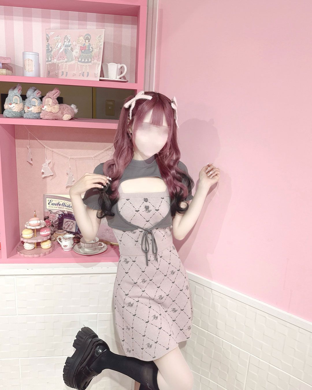 HONEY MEW HWモノグラムアンサンブルワンピース グレー HWモノグラムアンサンブルワンピース グレー | ファッション通販