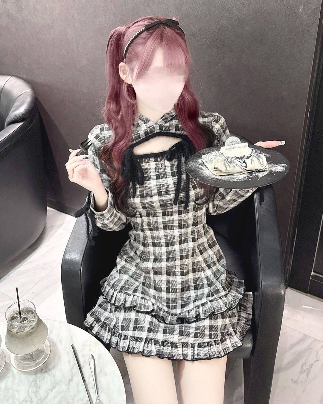 フリルチェックパーカーワンピ グレー | ファッション通販＆メディア