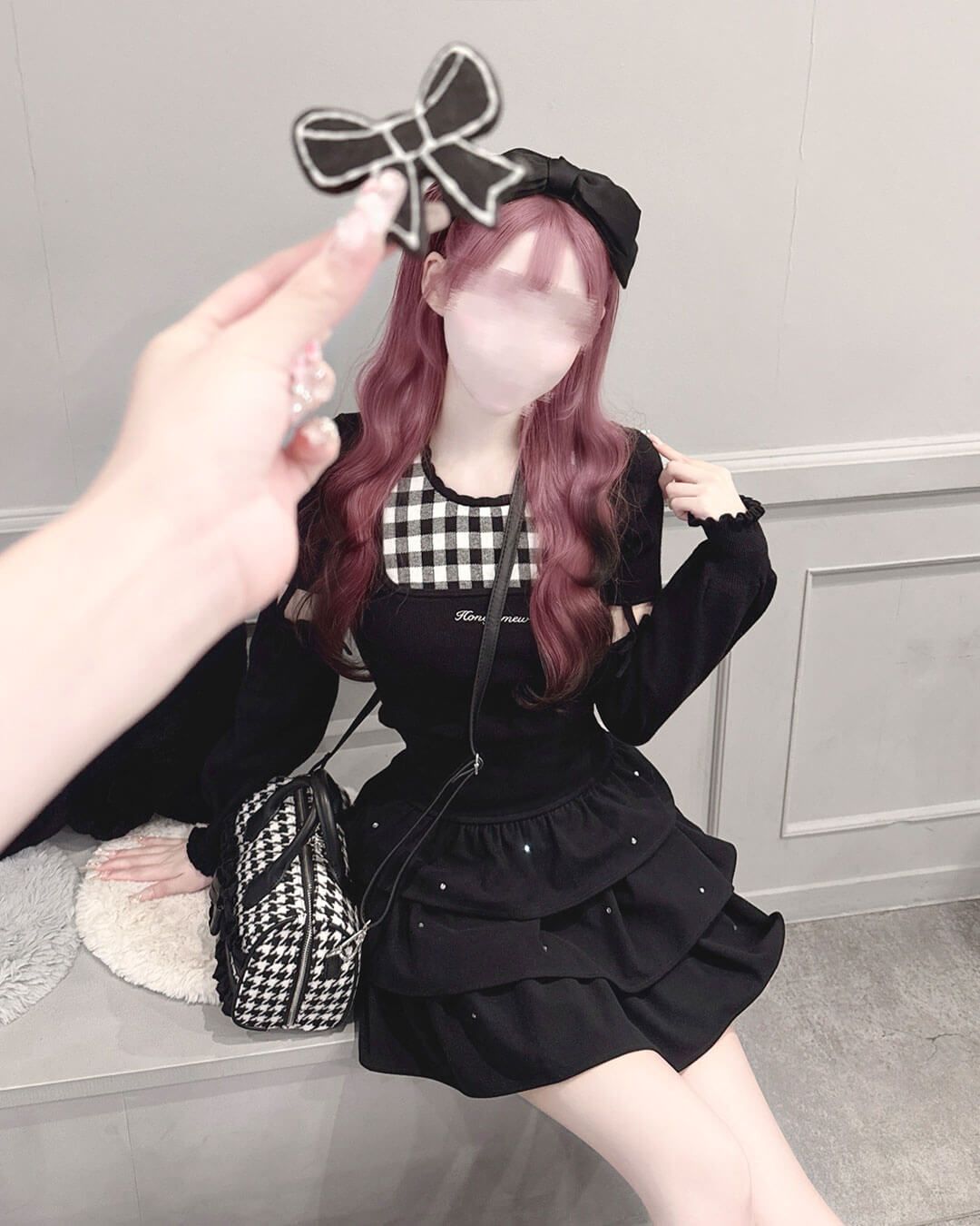 ◆ miki333です。◆ アームリボンスリットギンガムトップス ピンク | ファッション通販