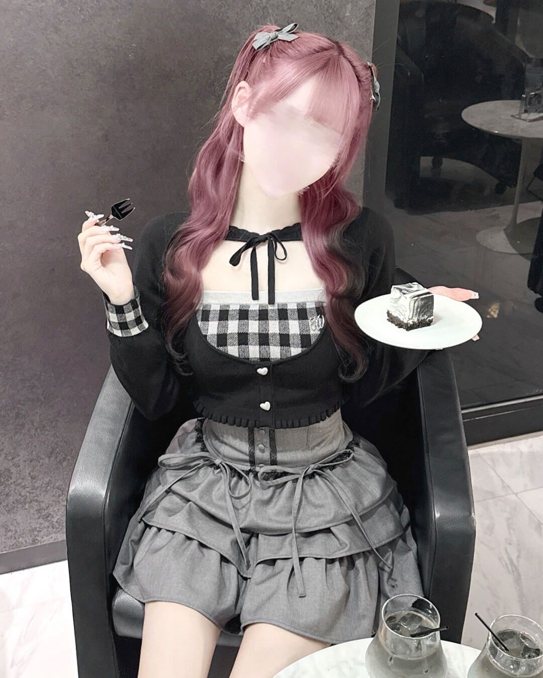 ギンガムアンサンブルトップス ブラック | ファッション通販＆メディア