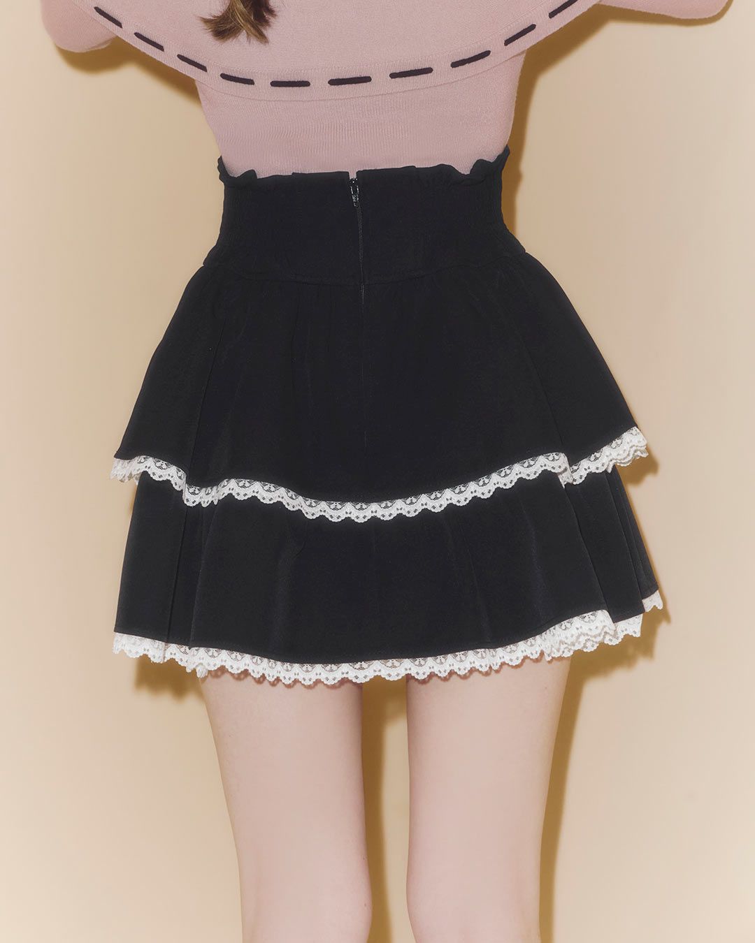 ちびフリルバイカラー美脚スカート ブラック | ファッション通販