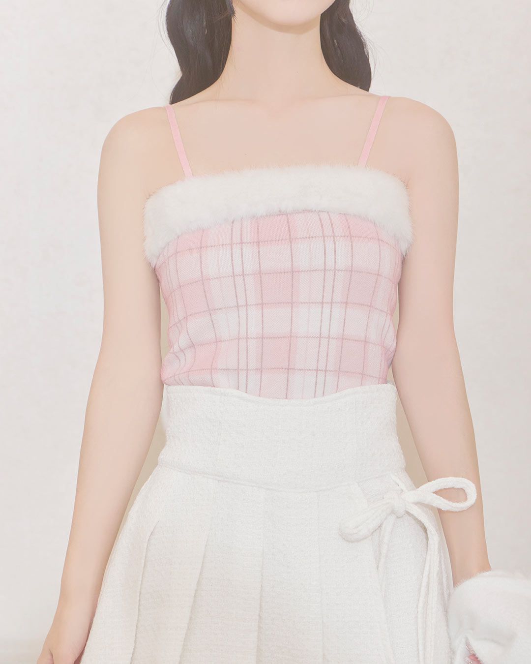 シャギーボレロチェックファートップス ブラック | ファッション通販