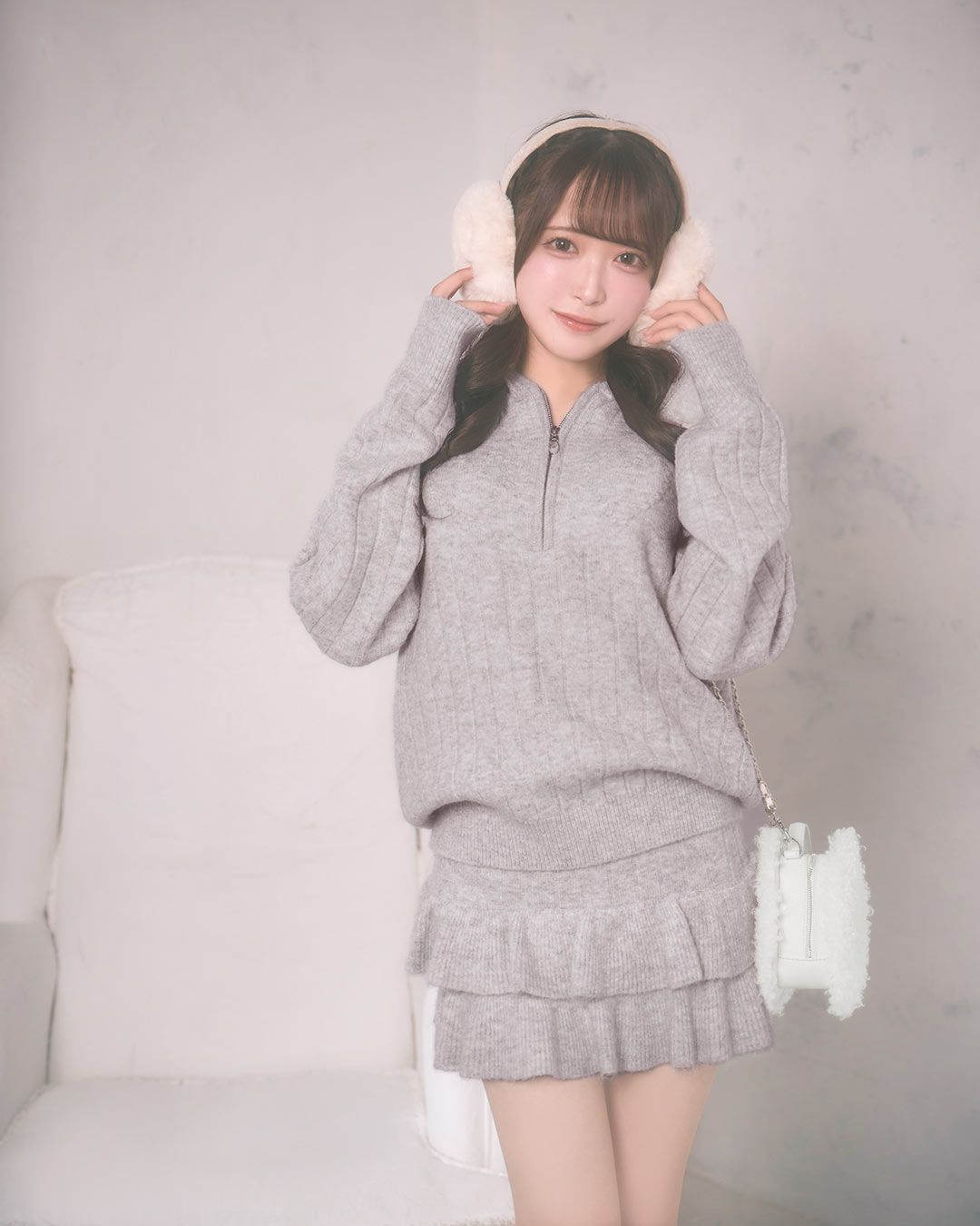 ハートニットセットアップ グレー | ファッション通販＆メディア
