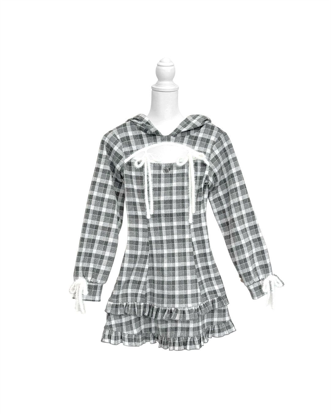 ハニーミュウ　フリルチェックパーカーワンピ ハニーミュウ フリルチェックパーカーワンピ HONEY MEW / ハニー
