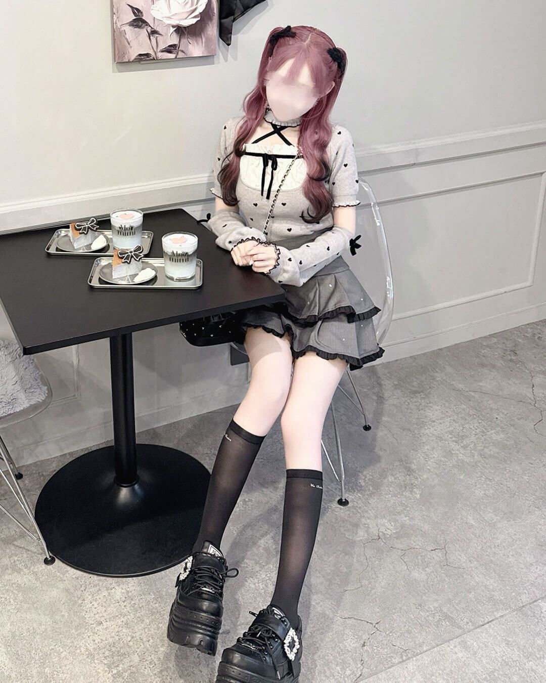 Luv アームカバー付きチョーカートップス ピンク | ファッション通販