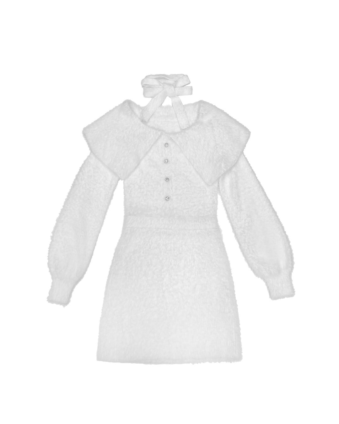 ビッグカラーシャギーニットワンピ ホワイト | ファッション通販