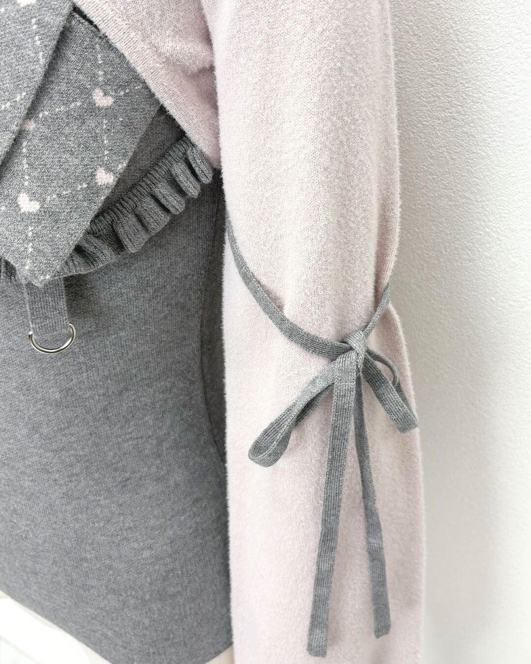 ビッグリボンガーター風アンサンブルトップス グレー | ファッション