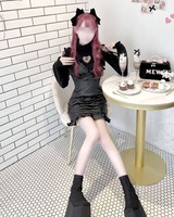 フリルギャザーレザー風キャミワンピ ピンク | ファッション通販