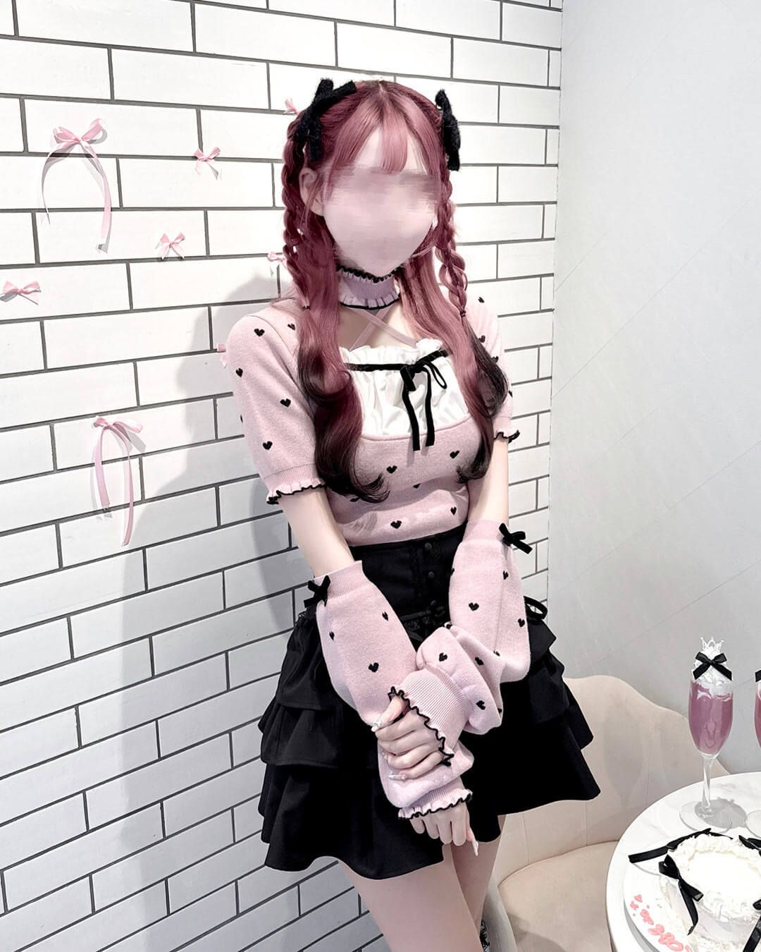 HONEYMEW ハニーミュウ Luv アームカバー付きチョーカートップス Luv アームカバー付きチョーカートップス ピンク | ファッション通販