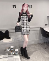 checkアンサンブルロングスリーブワンピース グレー | ファッション