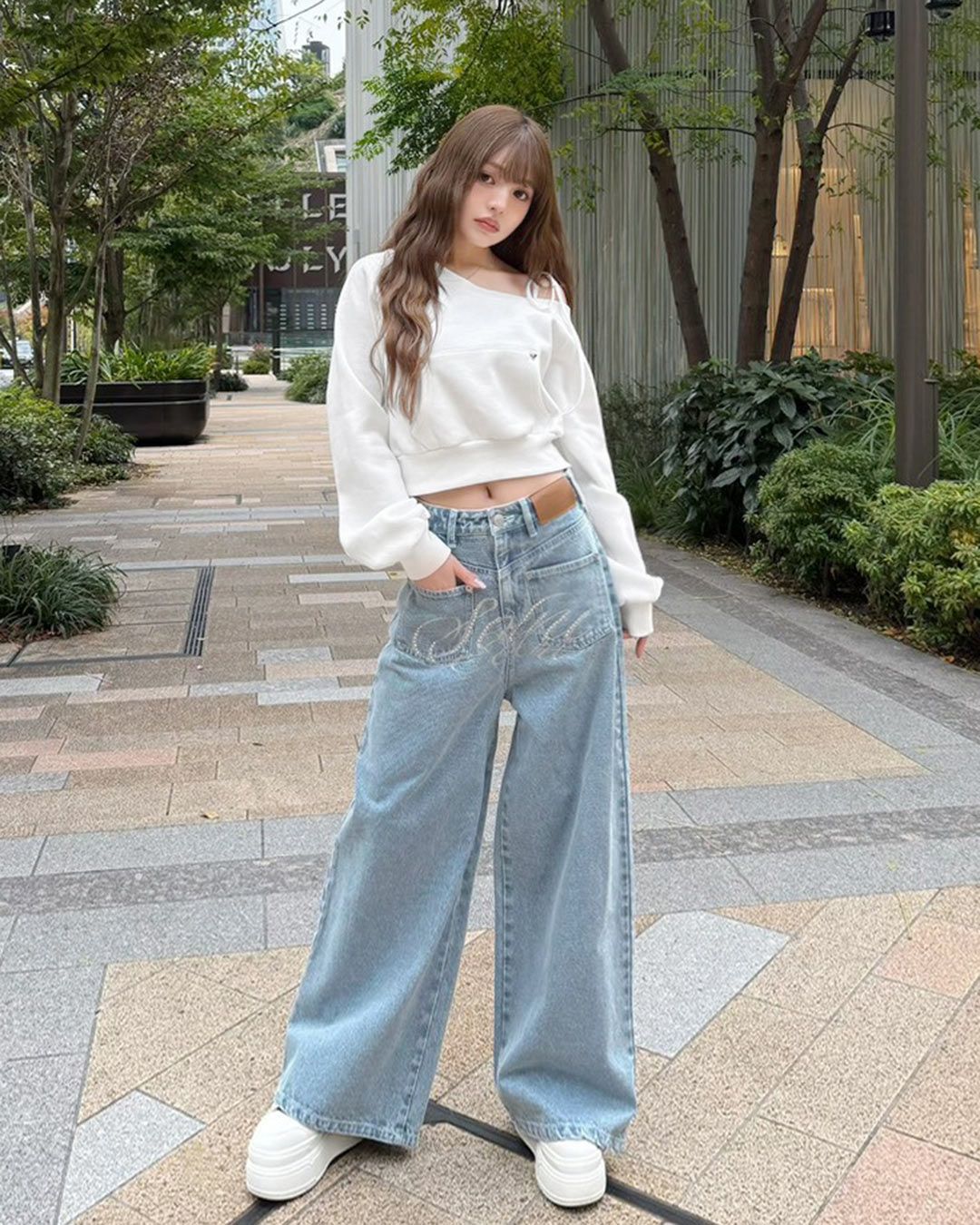 SOLNI ソルニ フリップデザイン デニム ワイドパンツ S フリップデザインデニム ライトブルー | ファッション通販＆メディア