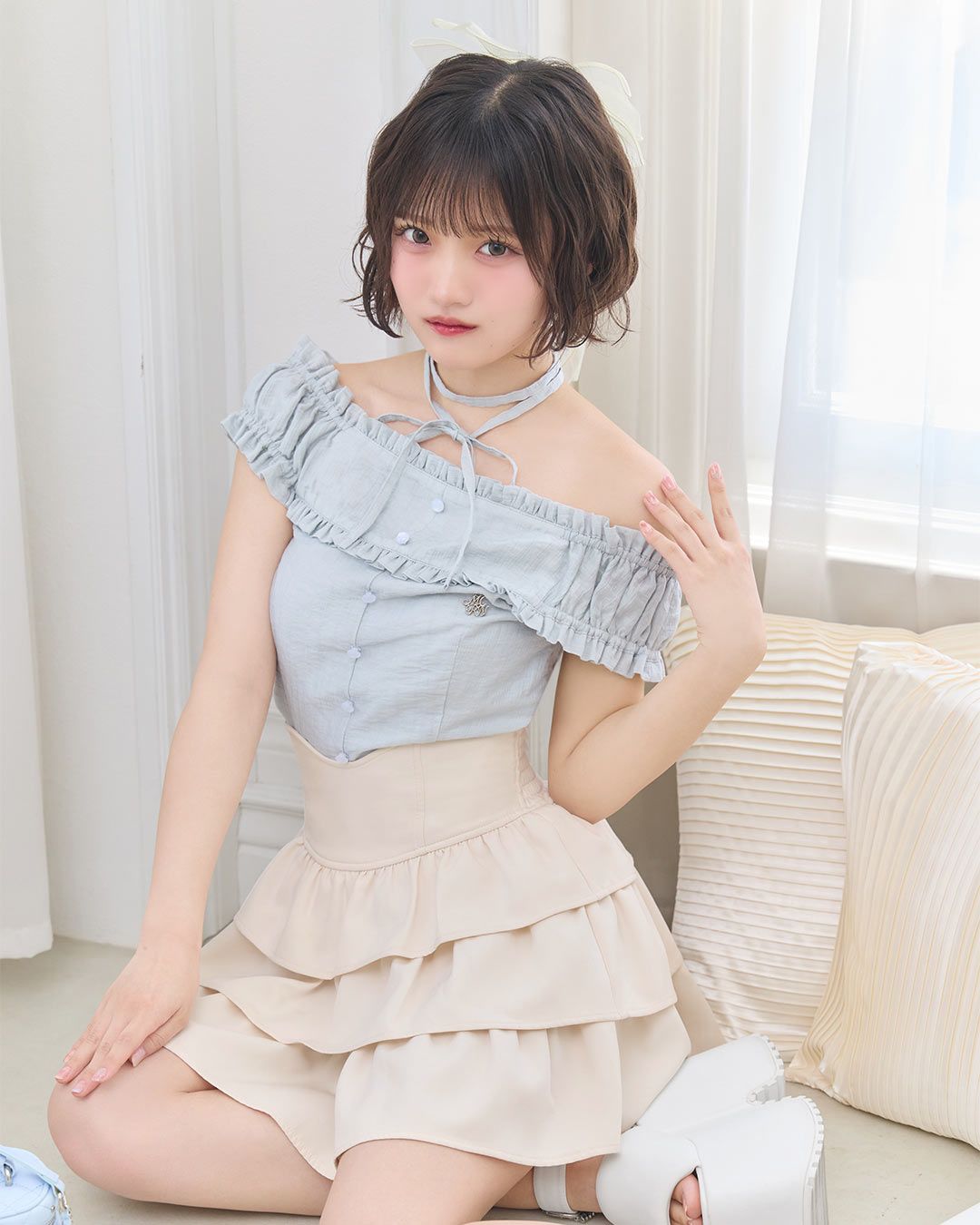 フリルオフショルチョーカートップス ピンク | ファッション通販 