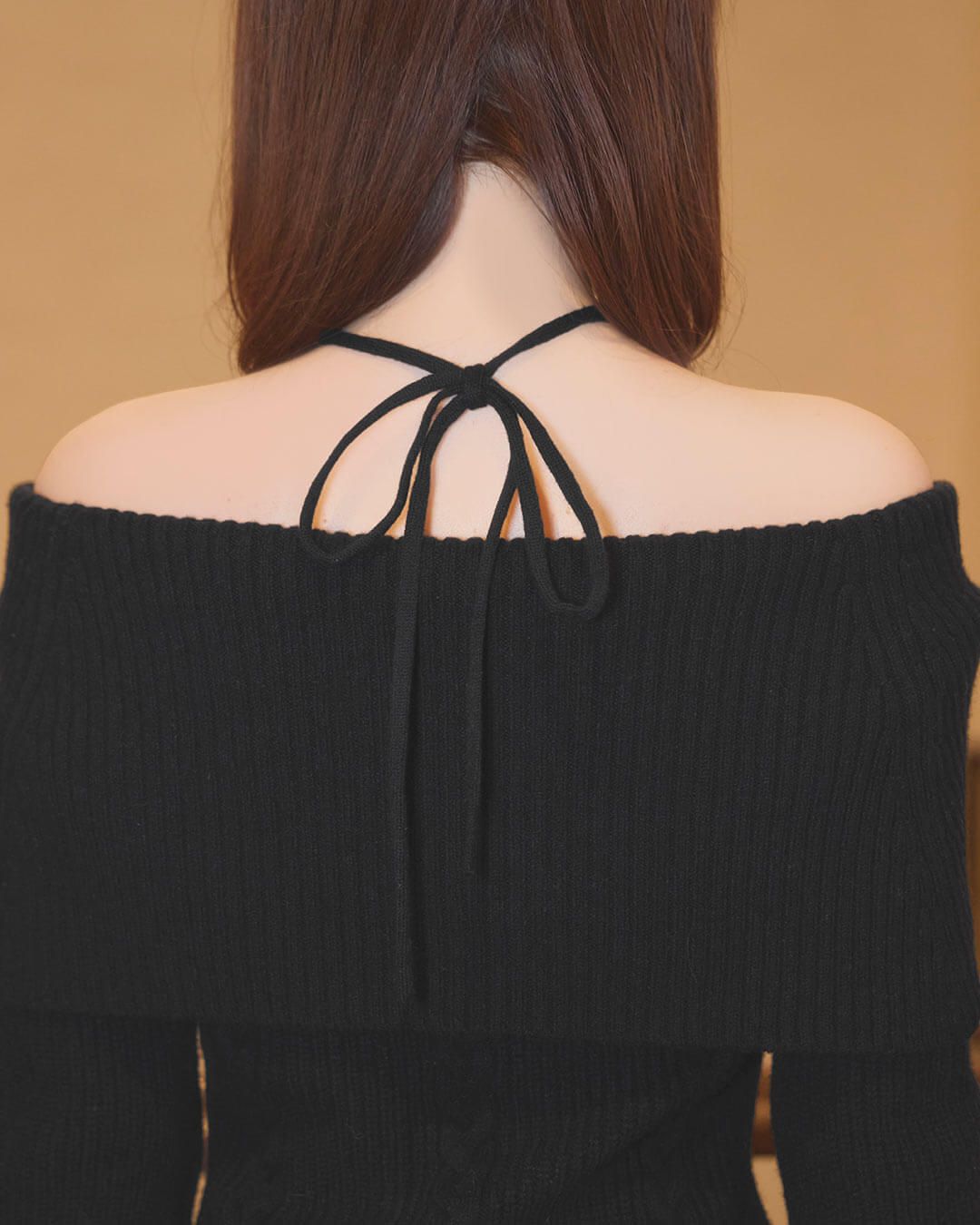 ギャザーオフショルニットワンピース ブラック | ファッション通販