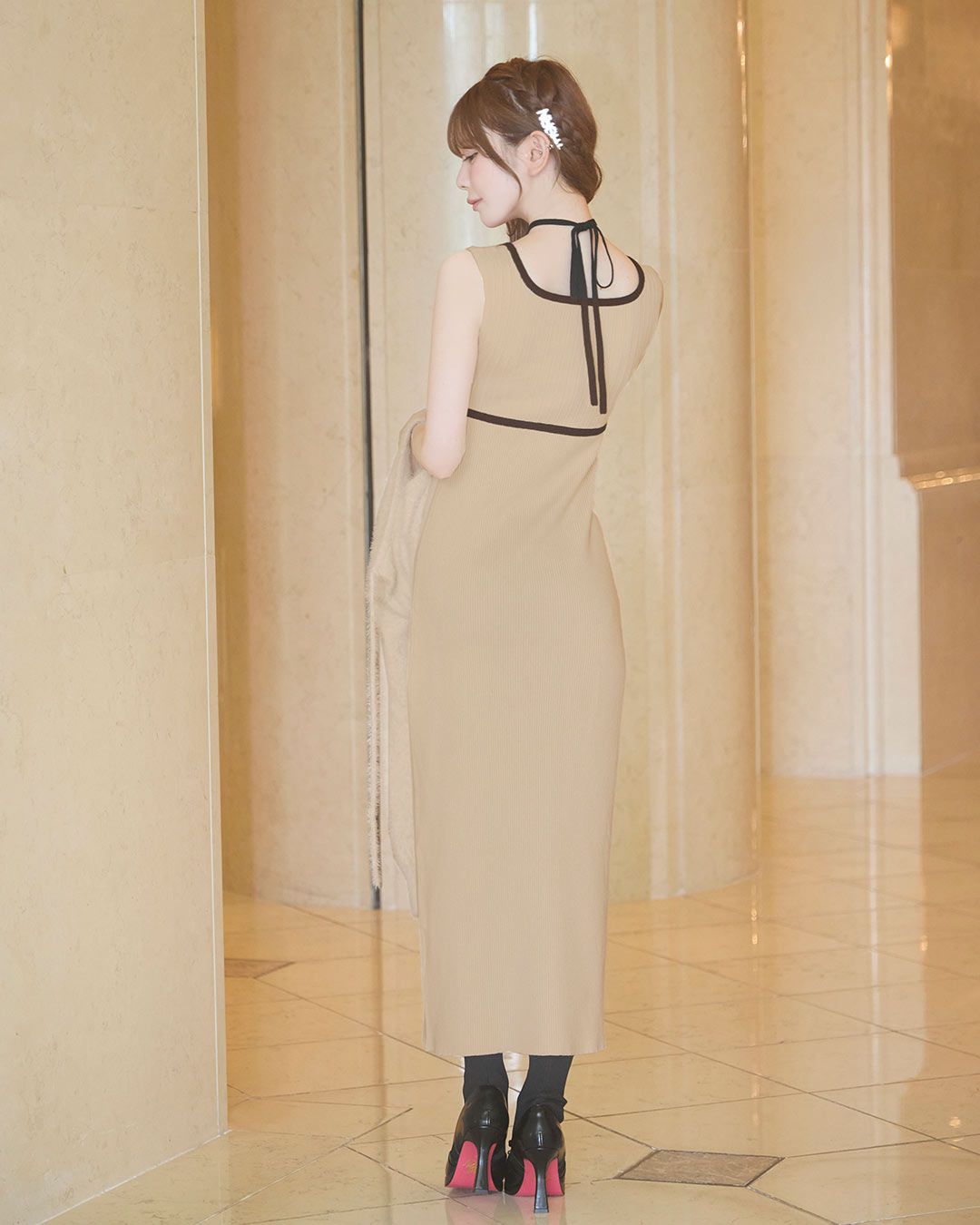 シャギーボレロsetニットワンピ グレー | ファッション通販＆メディア