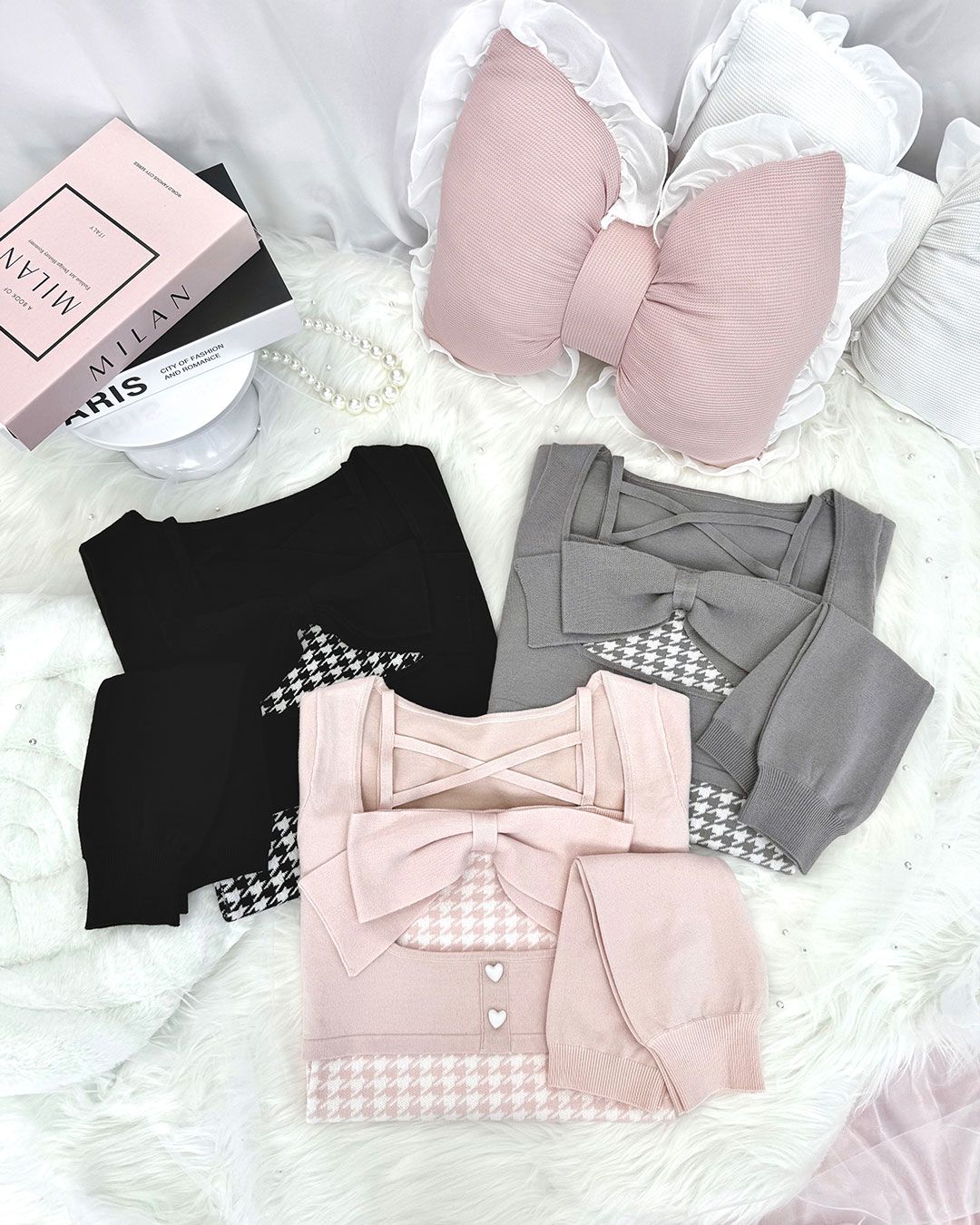 michellMacaron【HONEYMEW】ビッグリボンアンサンブルトップス ミシェルマカロン イモ ビッグリボンアンサンブルトップス