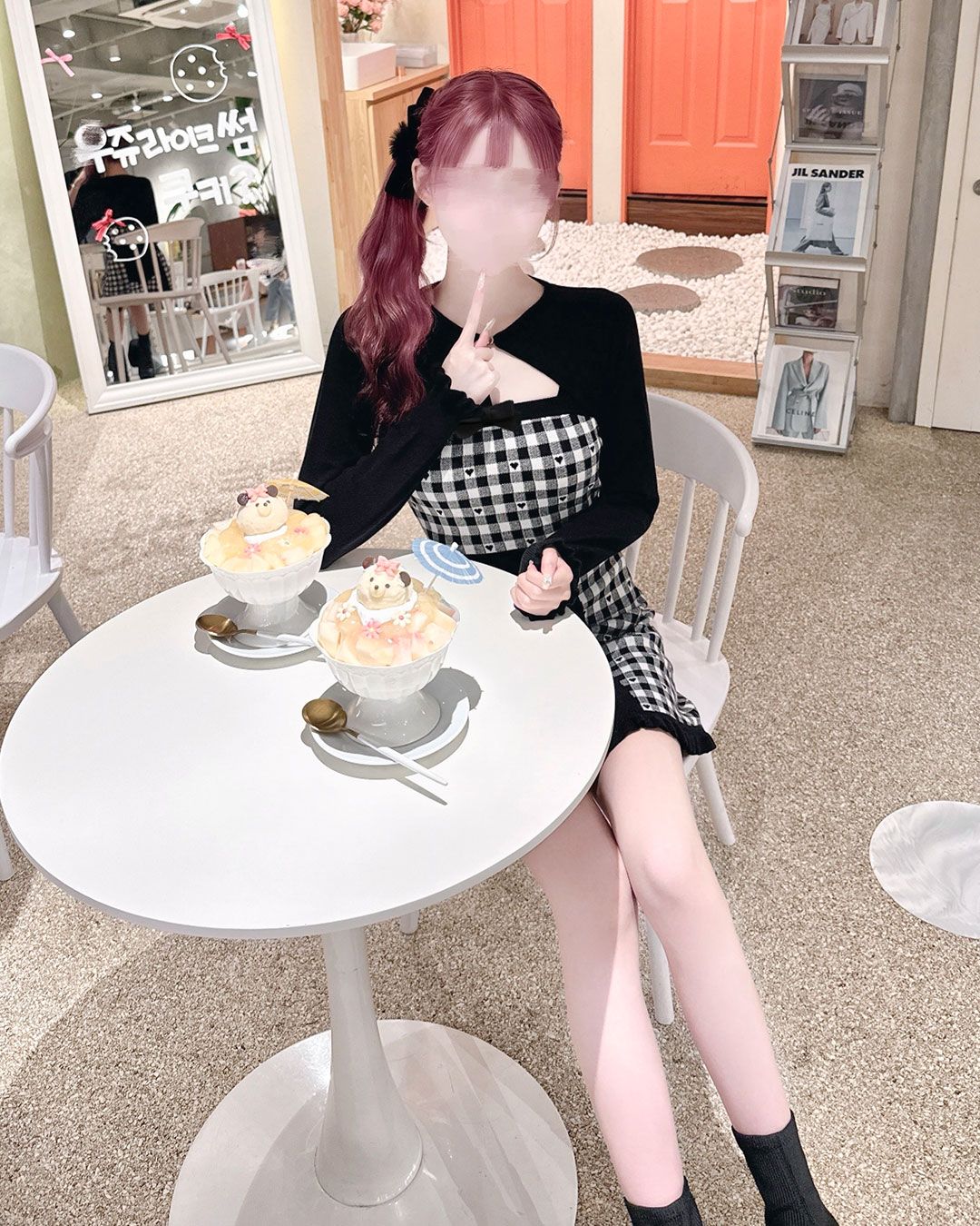 バックリボン×ギンガムハートアンサンブルワンピース ブラック