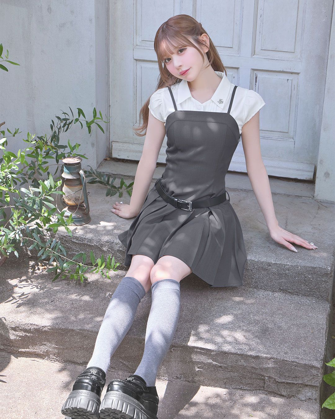 michellMacaron ３点setベルトワンピ グレー 3点setベルトワンピ グレー | ファッション通販＆メディア