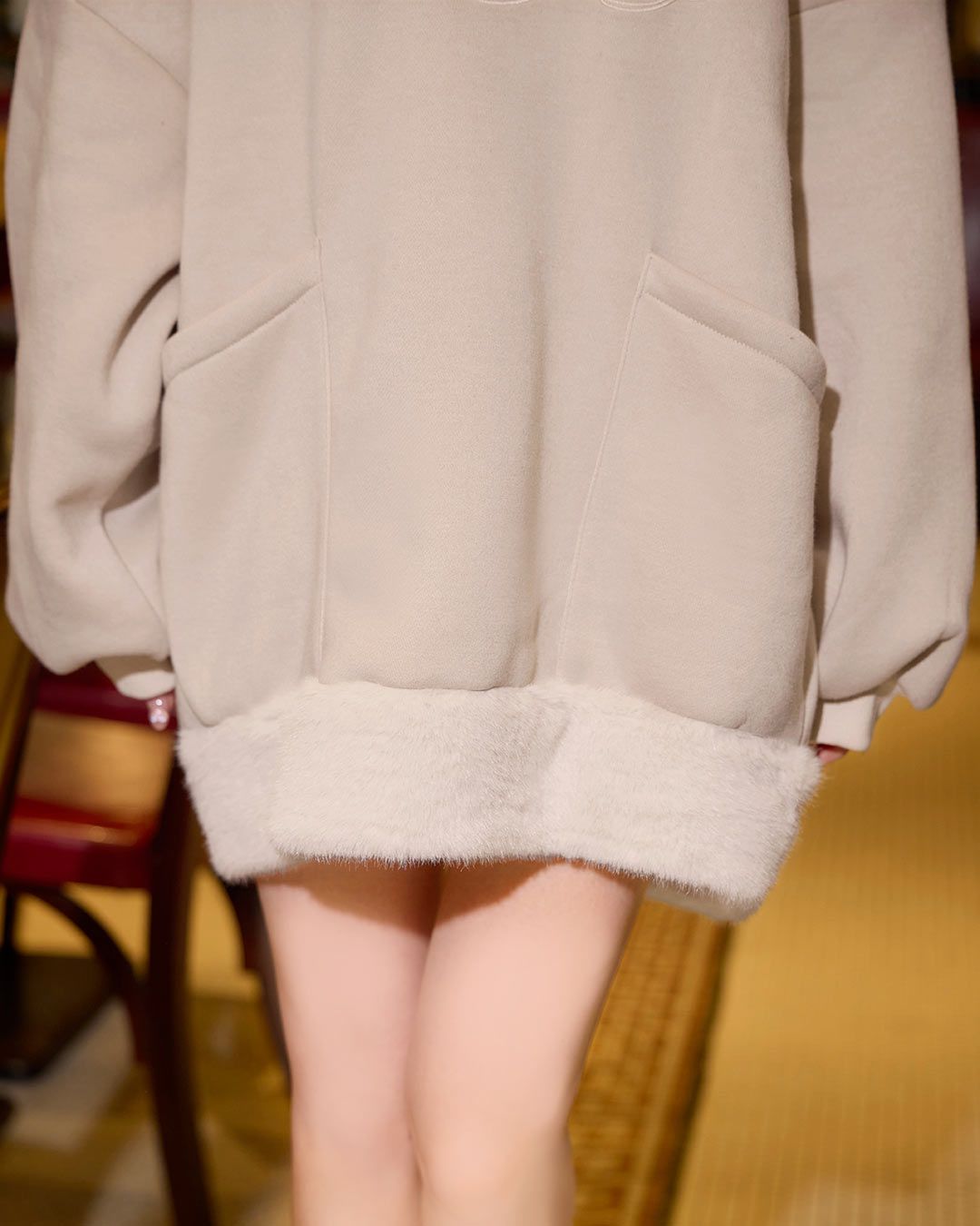 ファートリミングビックパーカー ブラック | ファッション通販