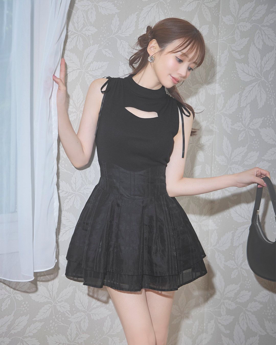 フロントオープンミニワンピース ブラック | ファッション通販