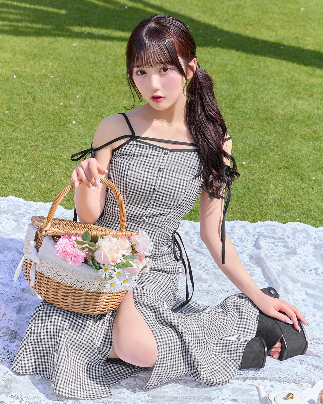 ミシェルマカロン　サイドカットギンガムチェックワンピース　フリーサイズ ミシェルマカロン♡低身長さんでも着られるブランド🤍𓈒𓏸