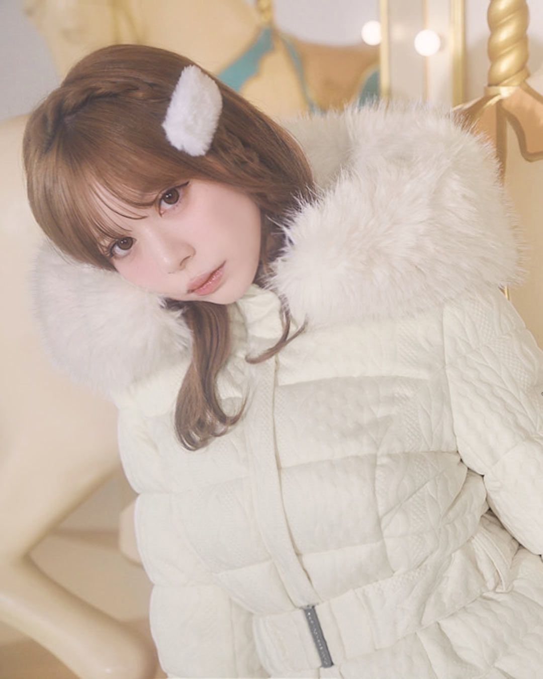 ミシェルマカロン　ケーブル柄ベルトダウンコート XS サイズ　ベージュ　おまけ付 ケーブル柄ベルトダウンコート ベージュ | ファッション通販＆メディア