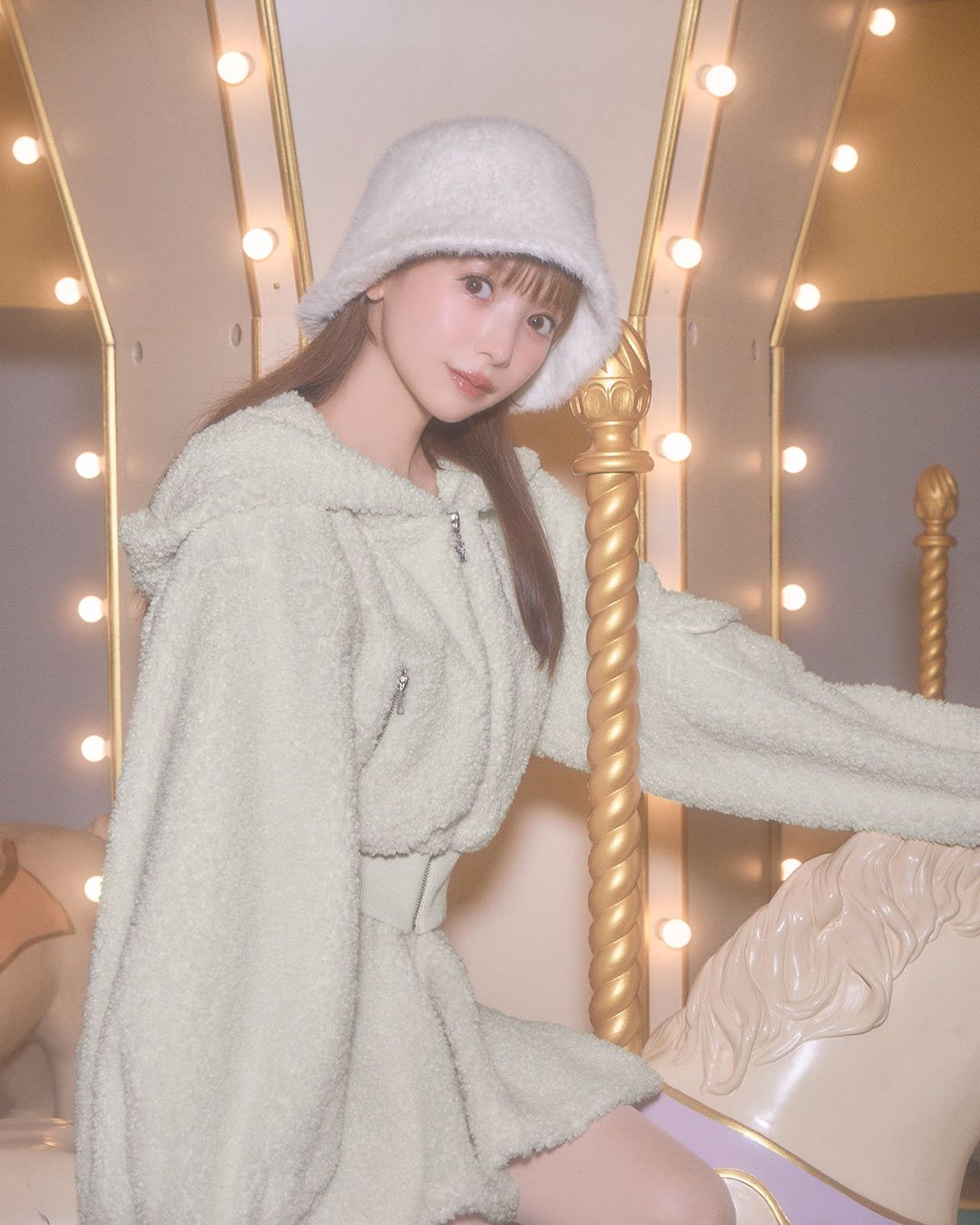 ボアフーディセットアップ アイボリー | ファッション通販＆メディア