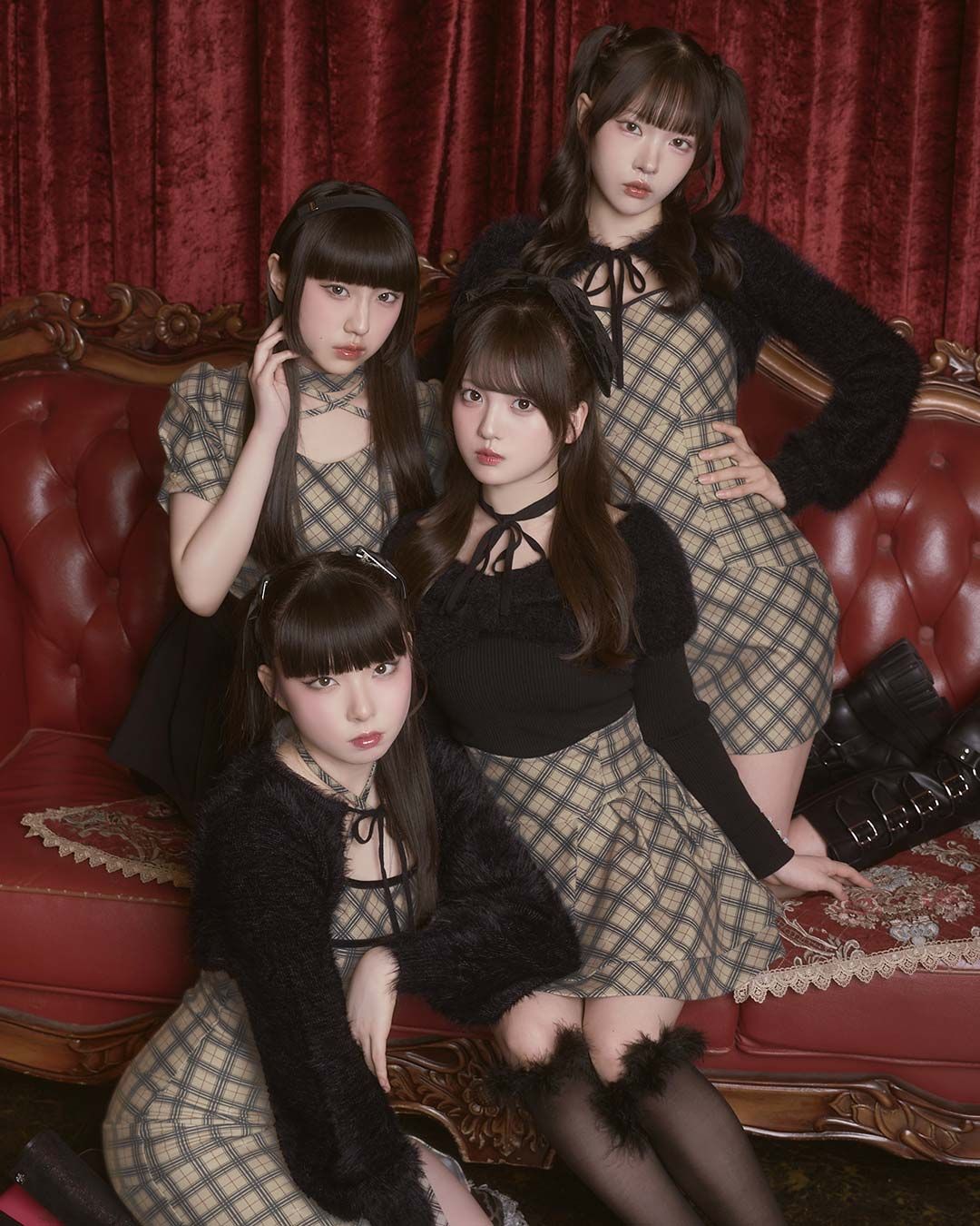 オリジナルチェック柄アンサンブルロングワンピ　ミシェマカ　ミシェルマカロン オリジナルチェック柄アンサンブルロングワンピ ベージュ