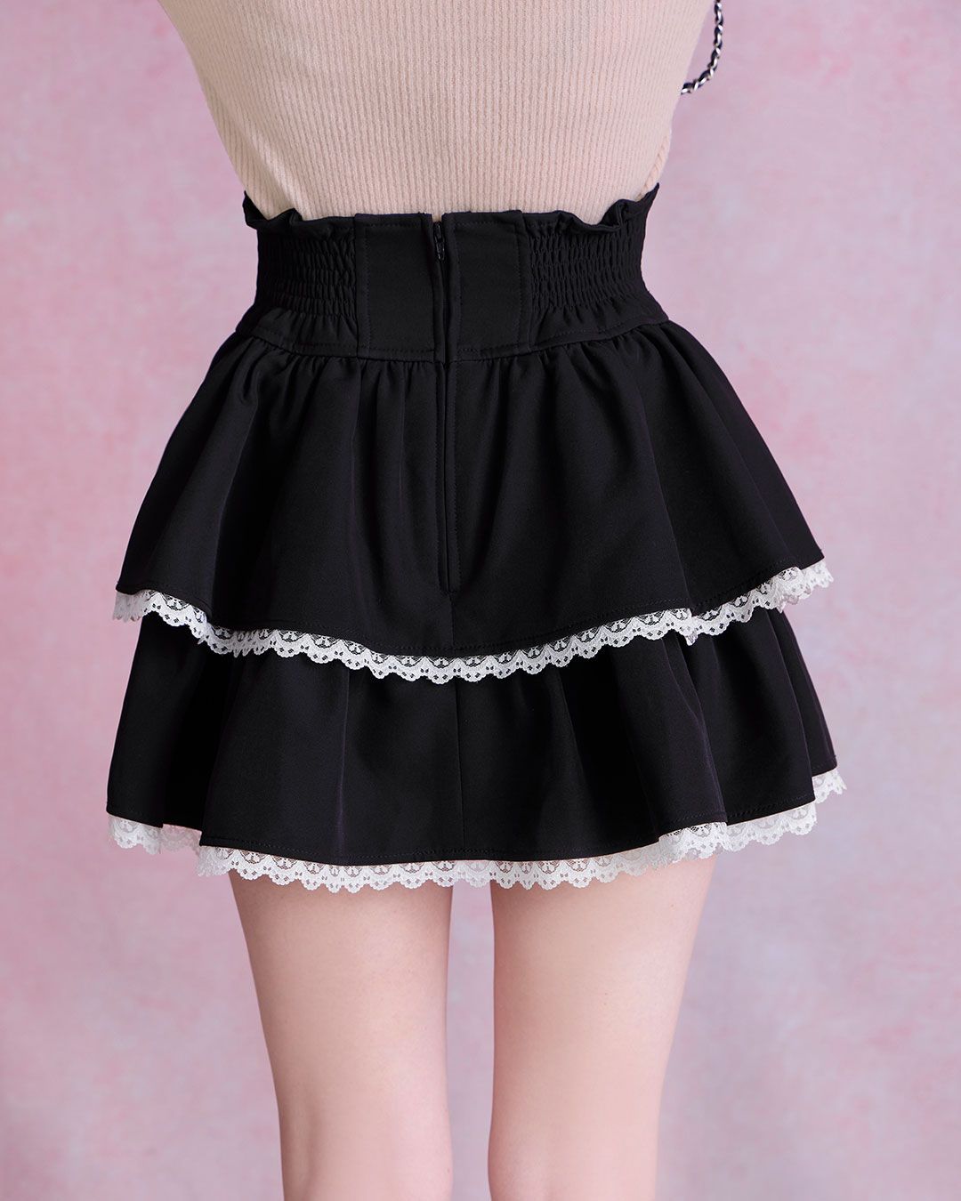 ちびフリルバイカラー美脚スカート ブラック | ファッション通販