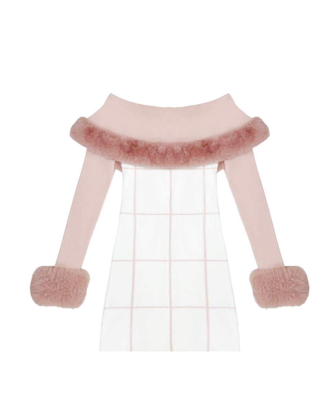 フェザーオフショルチェックワンピース ブラック | ファッション通販