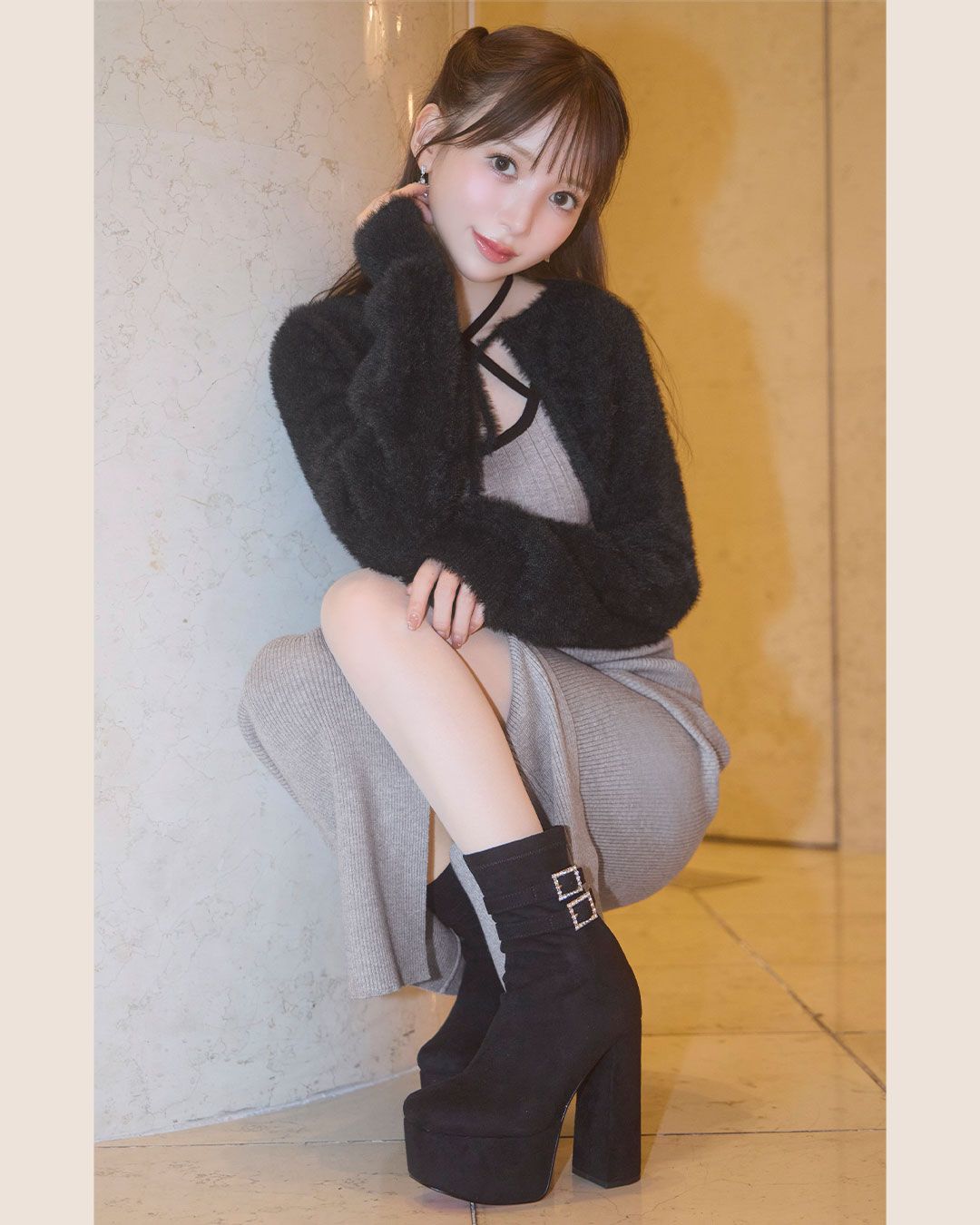 13cm♡きらきらベルトショートブーツ ブラック | ファッション