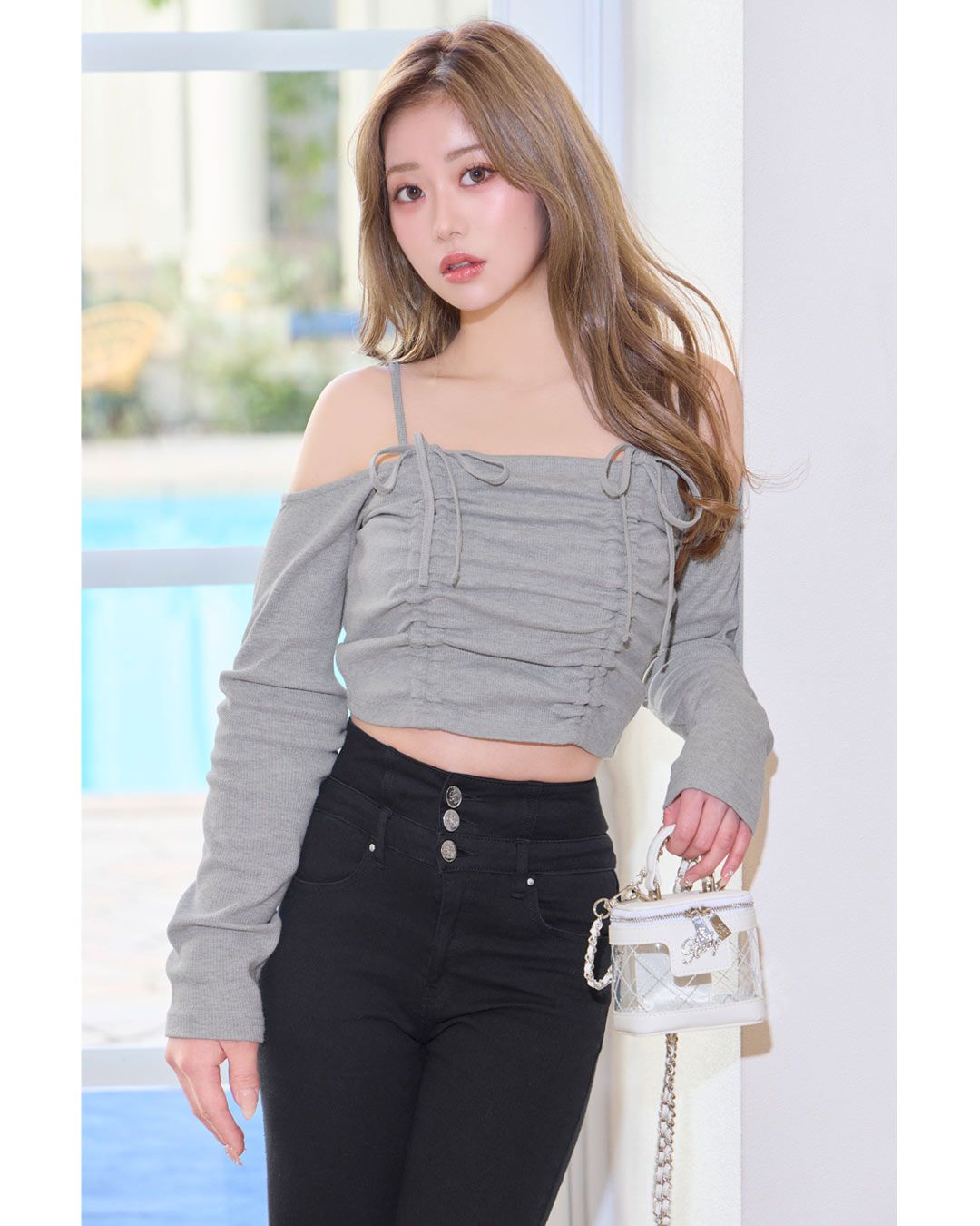 Rady オフショルリボントップス オフショルリボントップス グレー | ファッション通販＆メディア