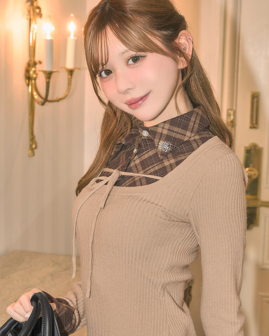 チェックドッキングワンピース ブラック | ファッション通販＆メディア