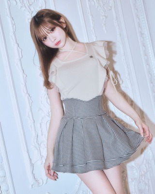 美脚になれる♡ラメツイードスカート ブルー M 美脚になれる♡ラメツイードスカート（インナーパンツつき） ブラック