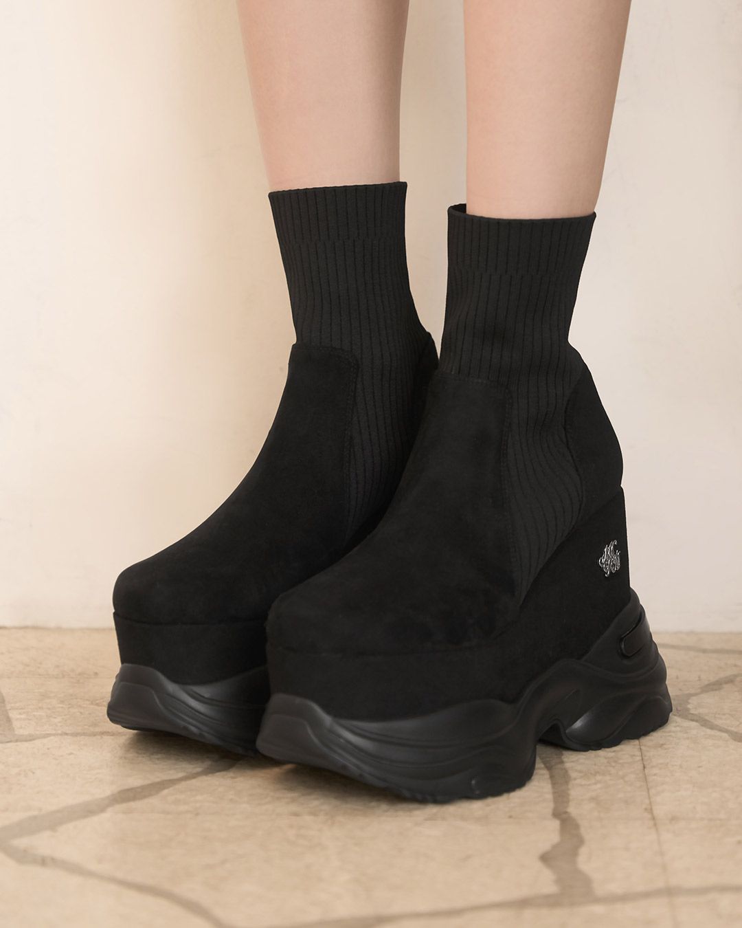 ミシェルマカロン 厚底ブーツ ソックスブーツ XS ミシェルマカロン ブーツ