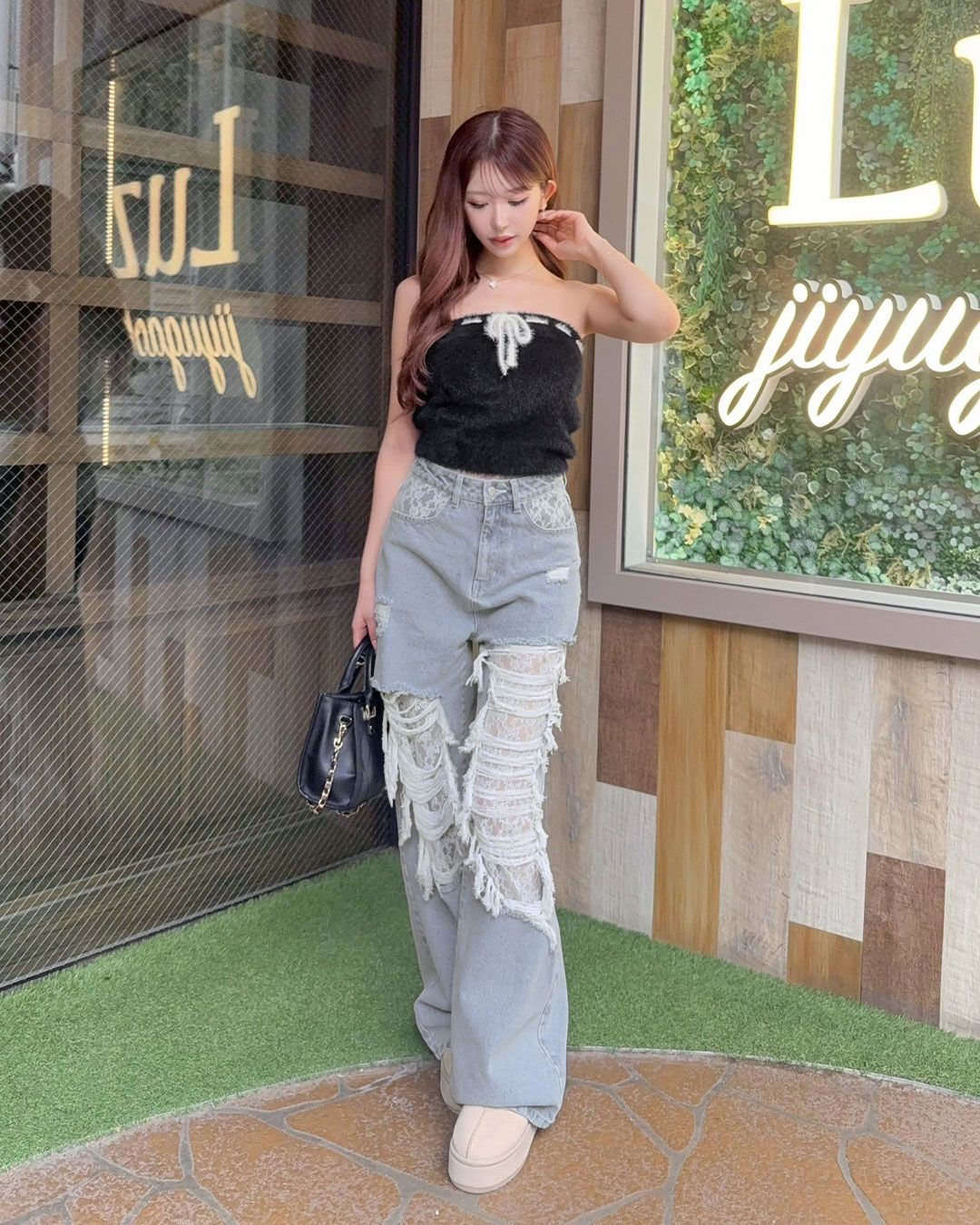 シャギーニットアンサンブル ブラック | ファッション通販＆メディア